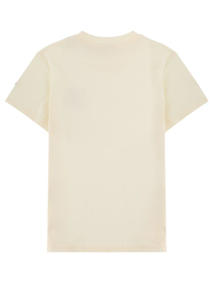 Moncler Logo-Embroidered Cotton T-Shirt — Ivory, view 2