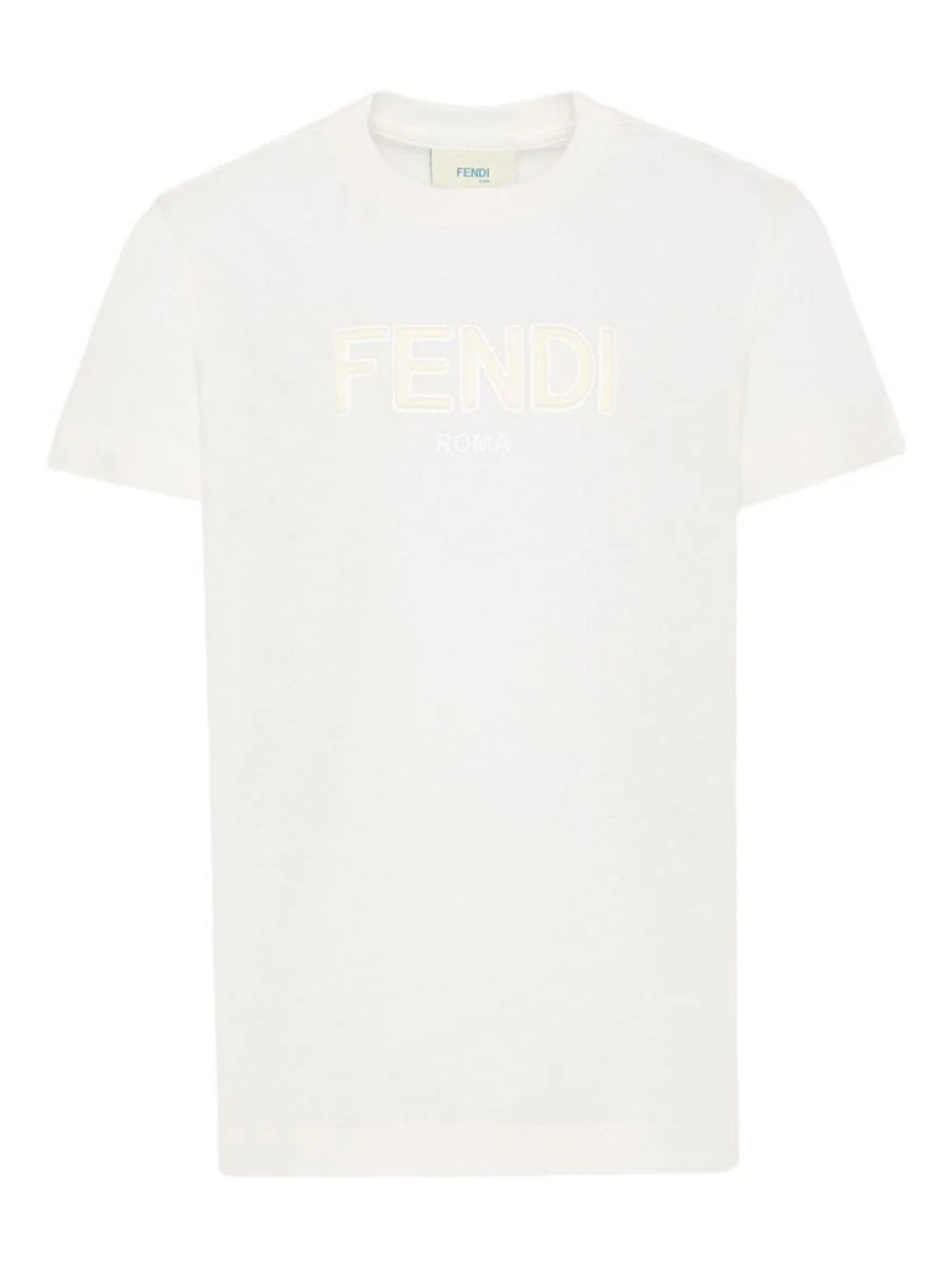 Fendi Logo-Embroidered Cotton T-Shirt — White by Fendi
