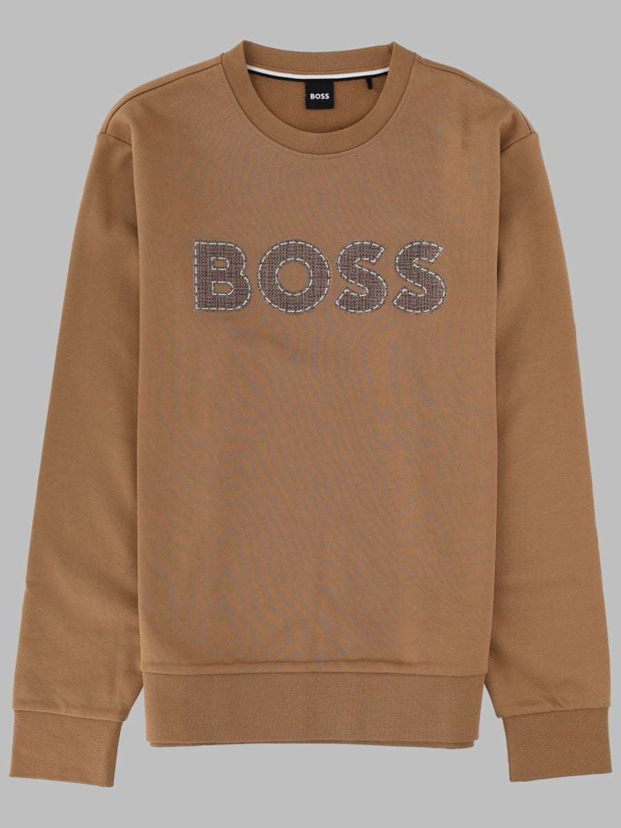 Hugo Boss Logo-Embroidered Cotton Sweatshirt — Brown by Hugo Boss
