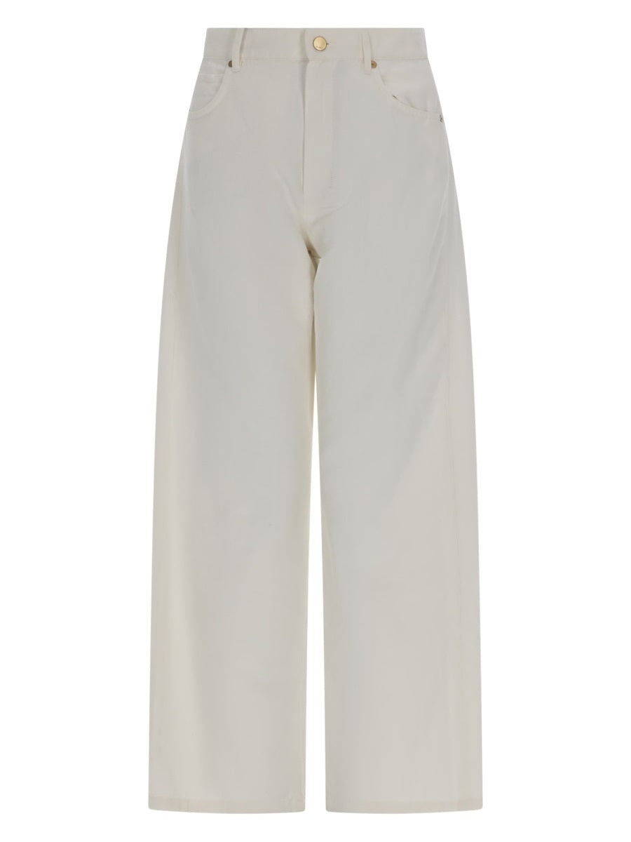 'S Max Mara Cotton Linen Blend Trousers — White by 'S Max Mara