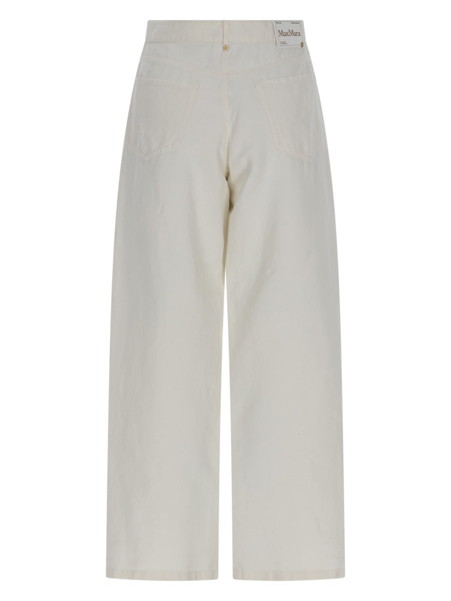 'S Max Mara Cotton Linen Blend Trousers — White, view 2