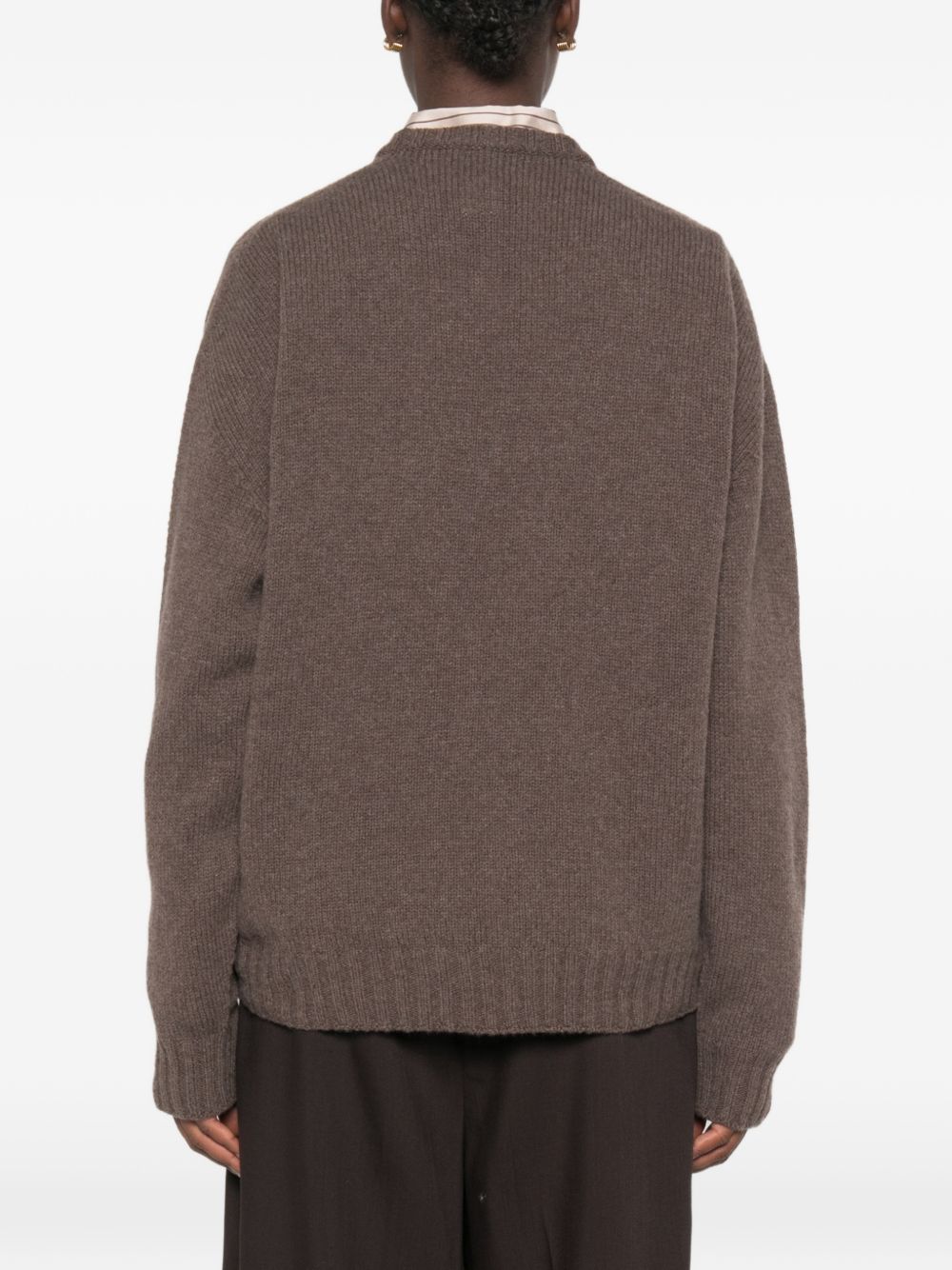 Alysi Wool V-Neck Sweater — Brown, view 3