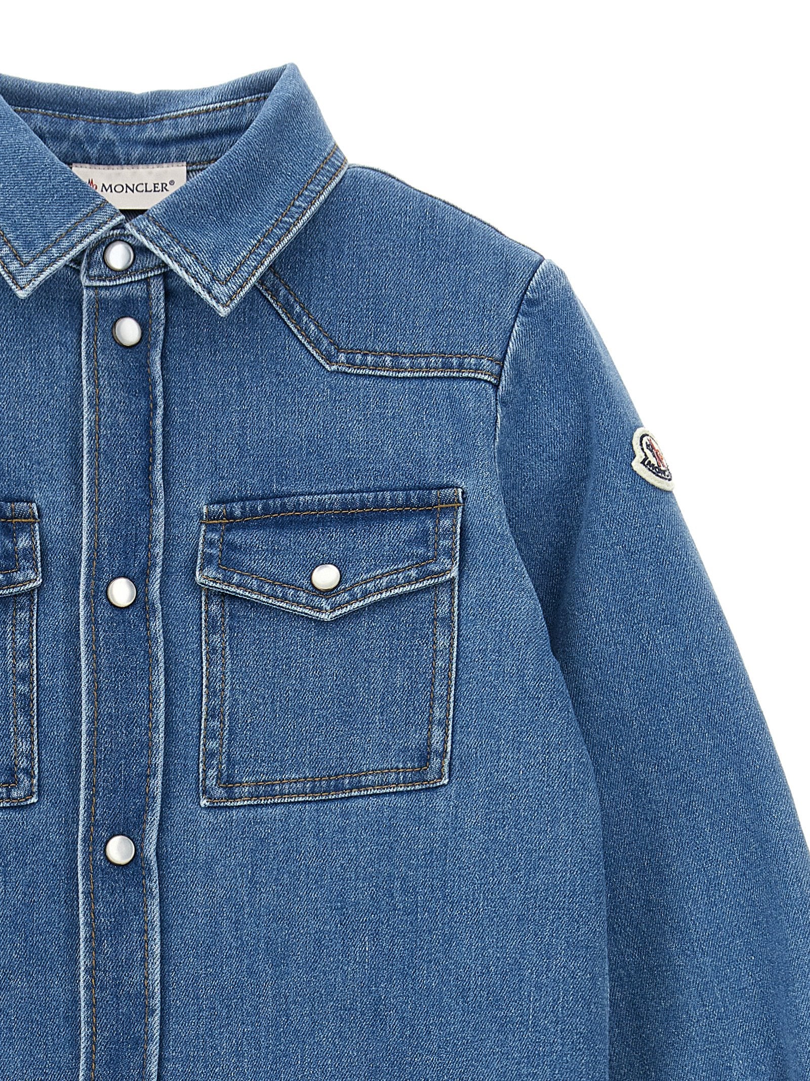 Moncler Enfant Denim Western-Style Shirt — Blue, view 3