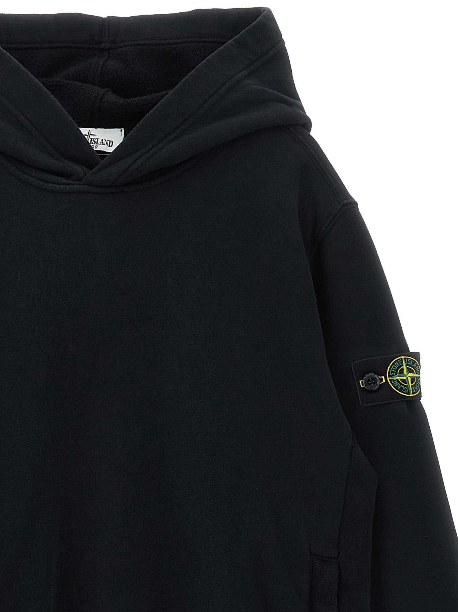 Stone Island Junior Badge Logo Hoodie — Black - 12, view 3