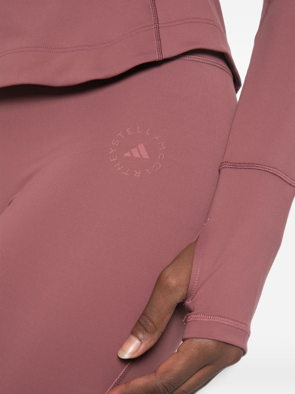 Adidas By Stella McCartney Flared Technical Leggings — Burgundy, view 4