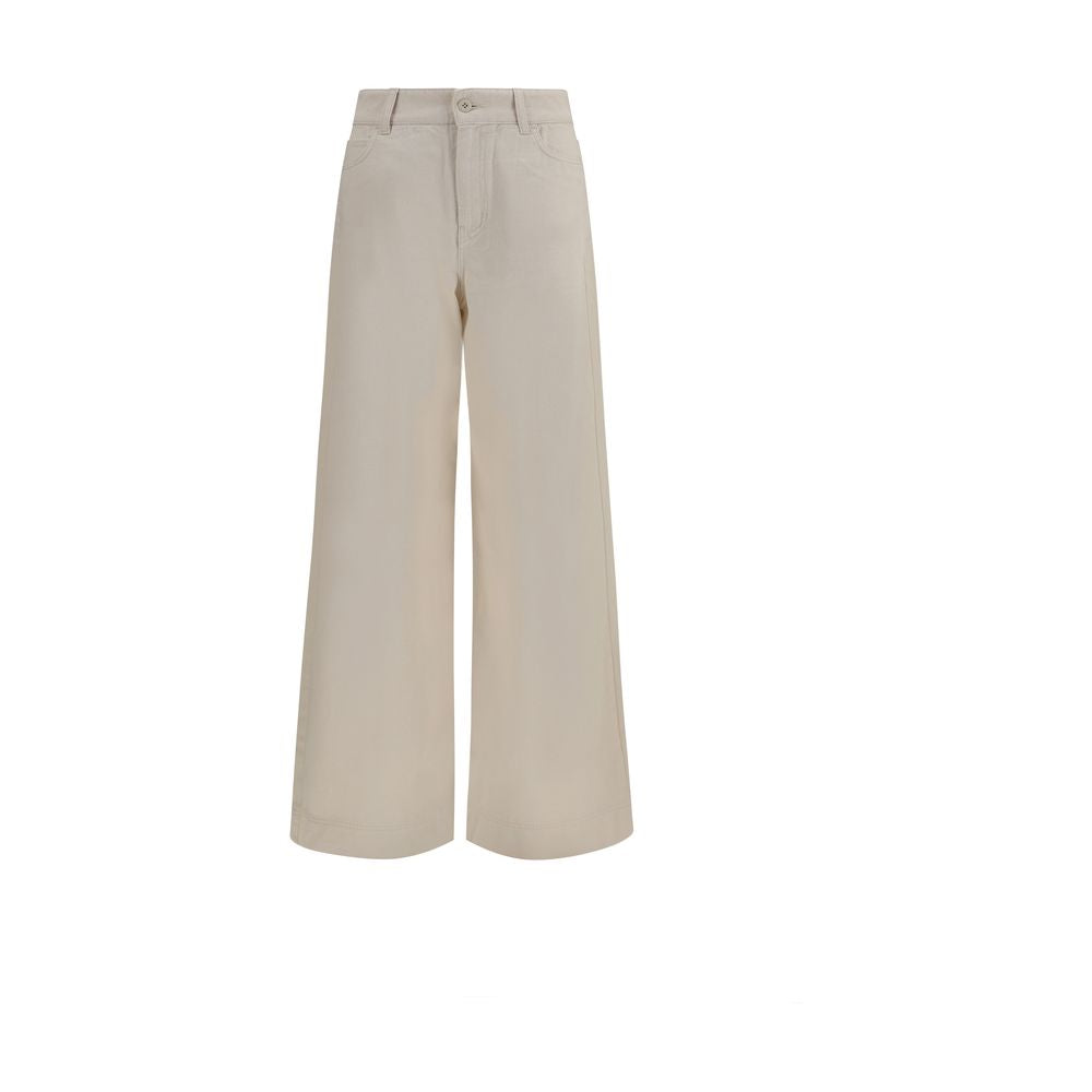 Max Mara Cotton Bull Denim Trousers — Beige by Max Mara