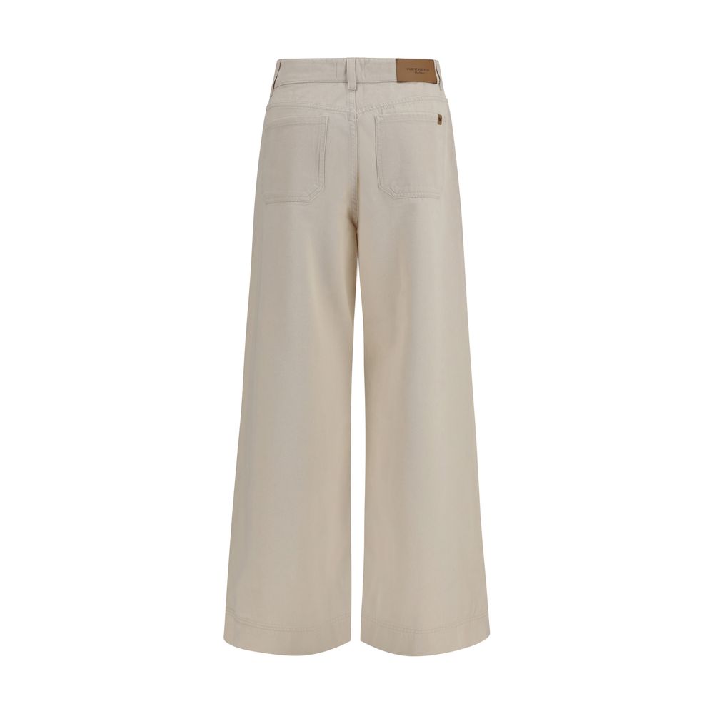 Max Mara Cotton Bull Denim Trousers — Beige, view 2