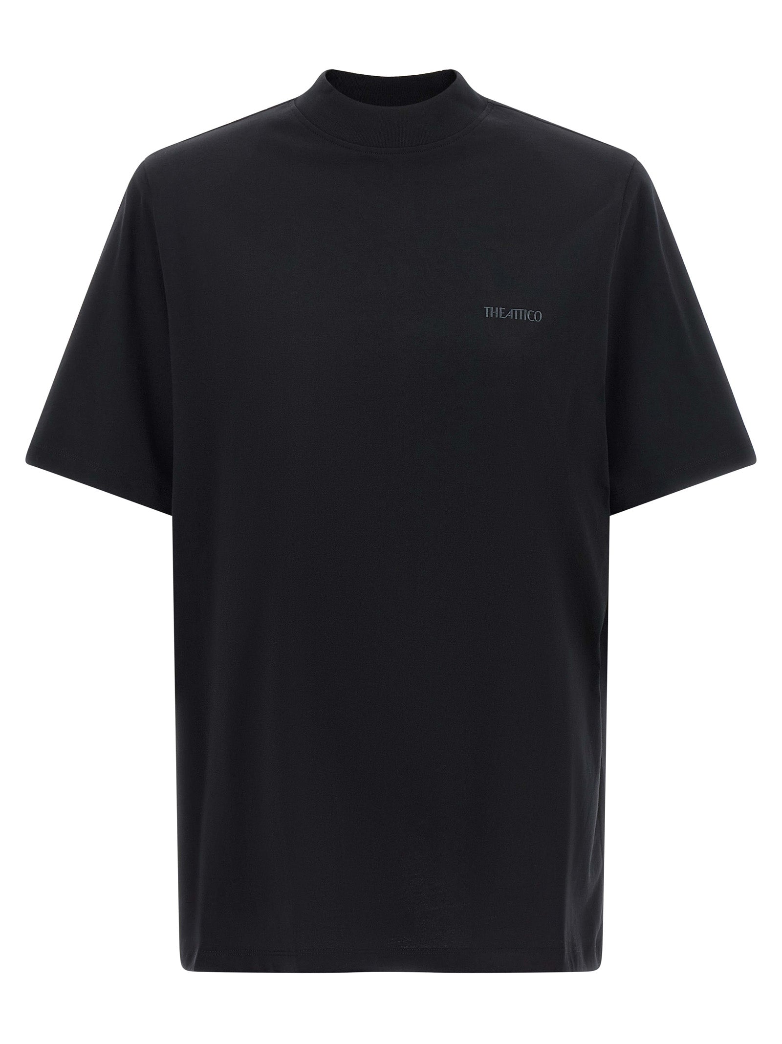 The Attico Mock-Neck Cotton T-shirt — Black by The Attico