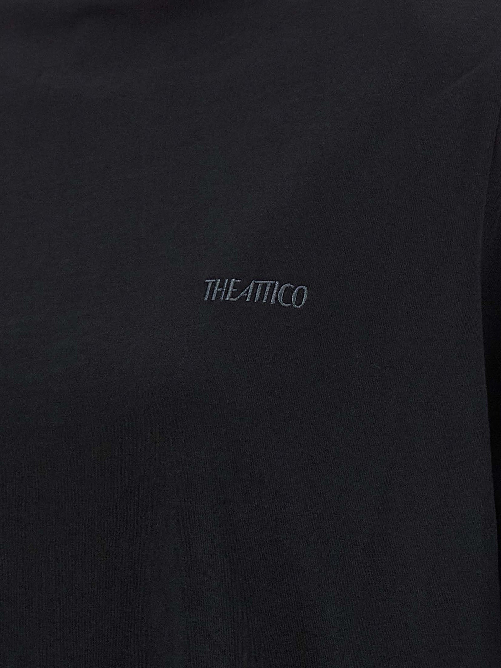 The Attico Mock-Neck Cotton T-shirt — Black, view 4