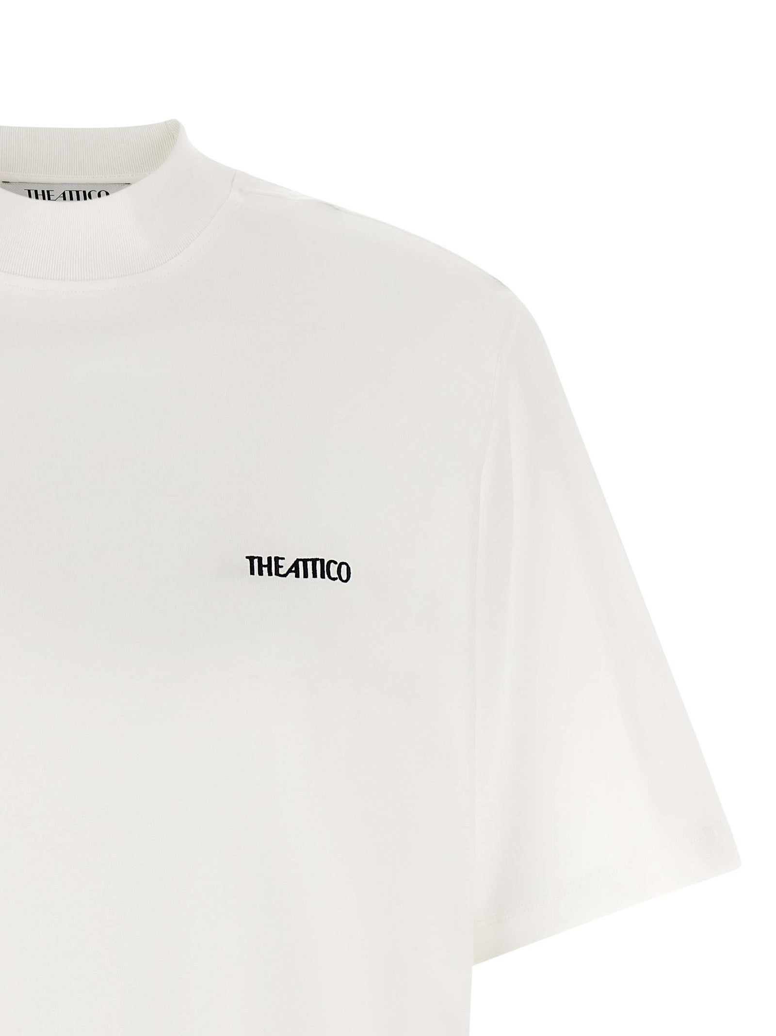 The Attico Logo-Embroidered Cotton T-Shirt — White, view 3