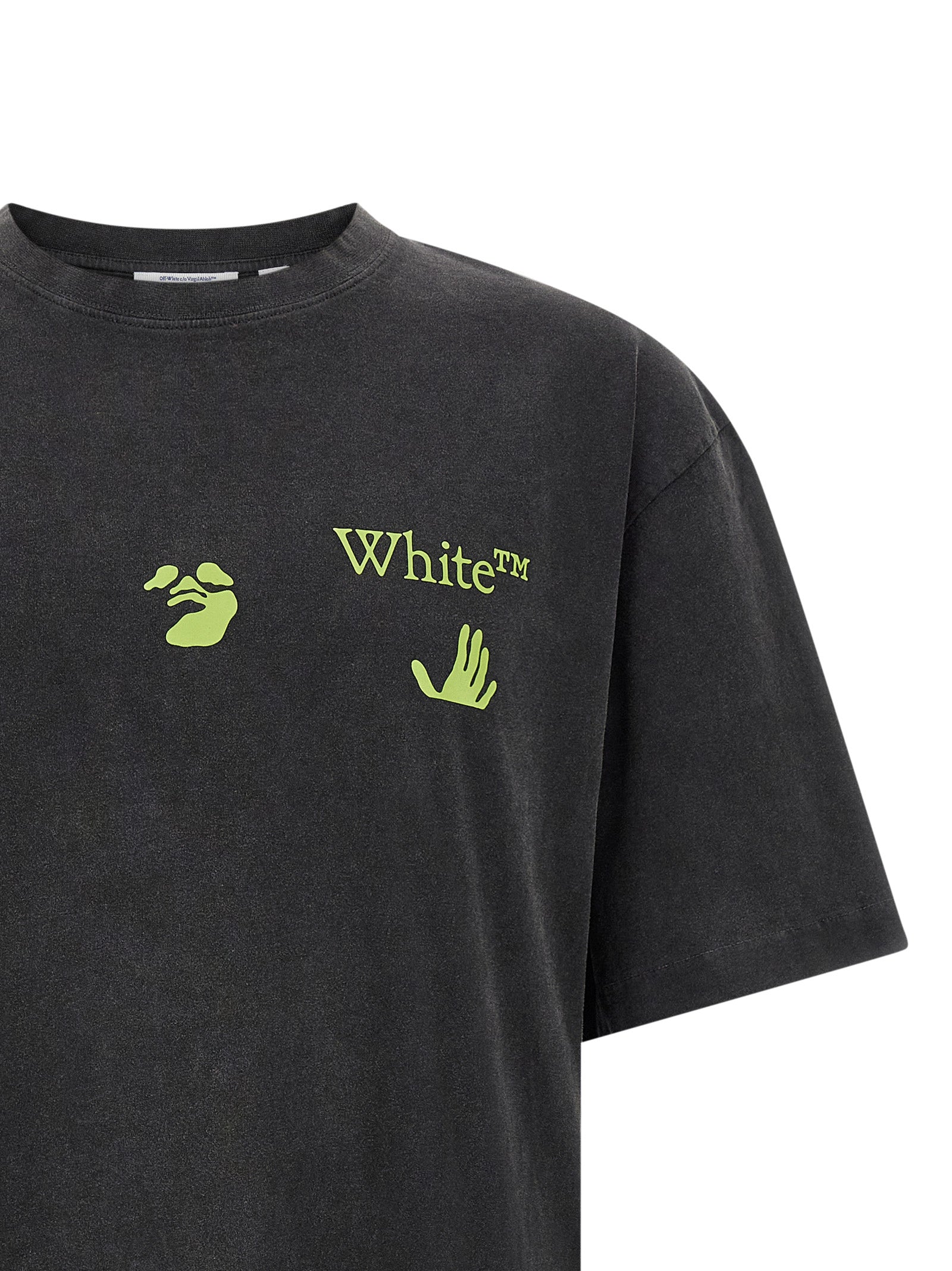 Off-White Logo-Print Cotton T-Shirt — Black, view 3