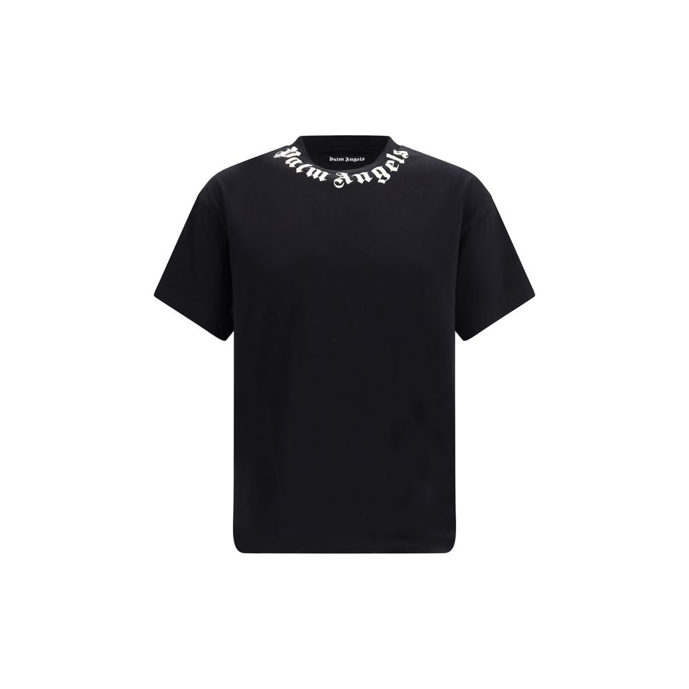 Palm Angels Logo-Print Crew Neck T-Shirt — Black by Palm Angels
