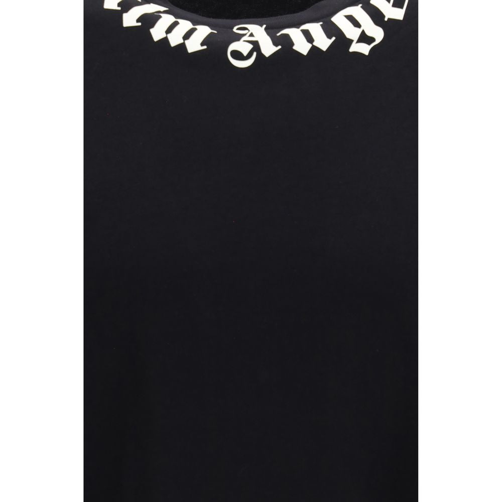 Palm Angels Logo-Print Crew Neck T-Shirt — Black, view 3