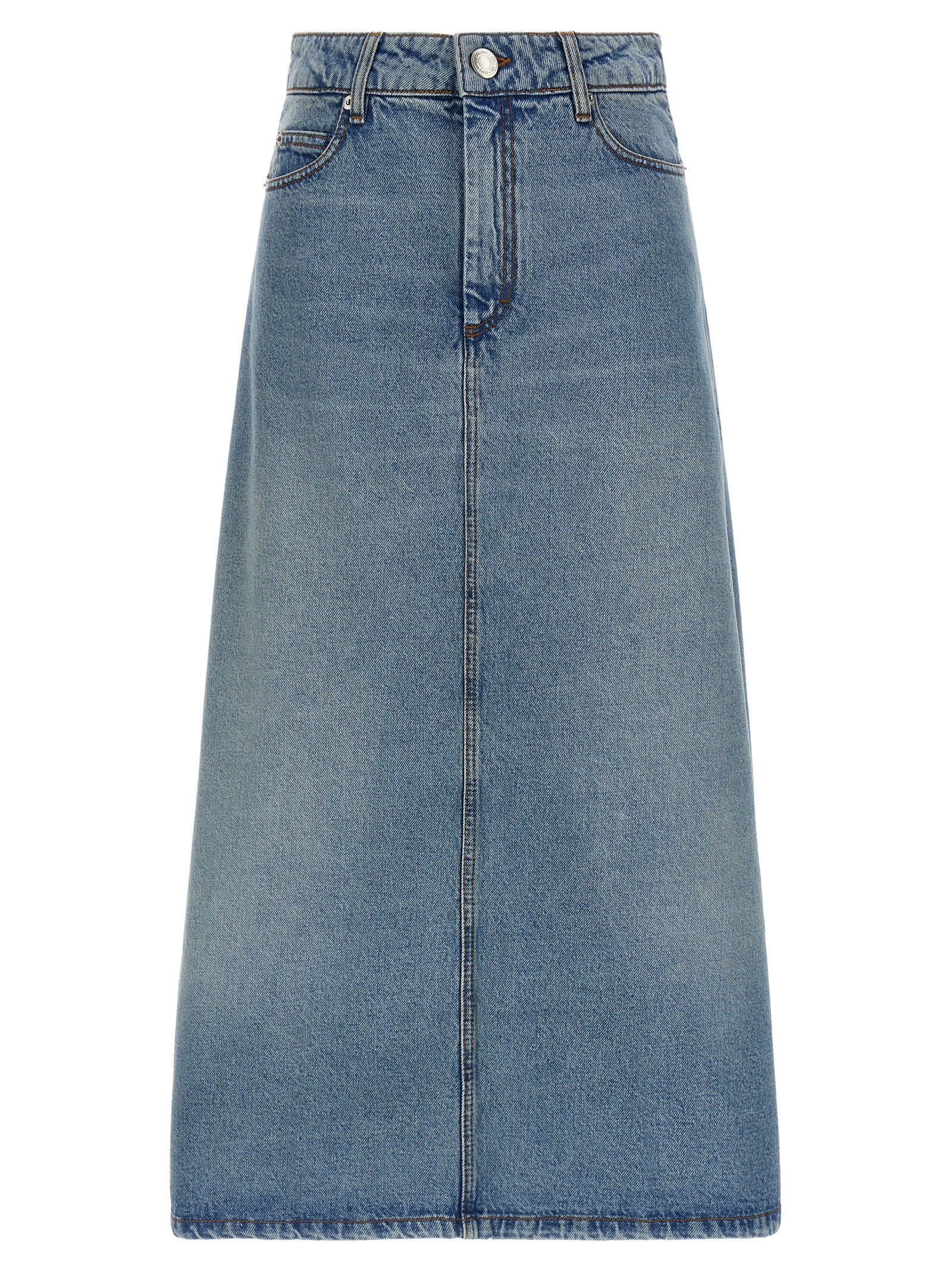 AMI Paris Cotton Denim Trapeze Skirt — Blue by AMI Paris