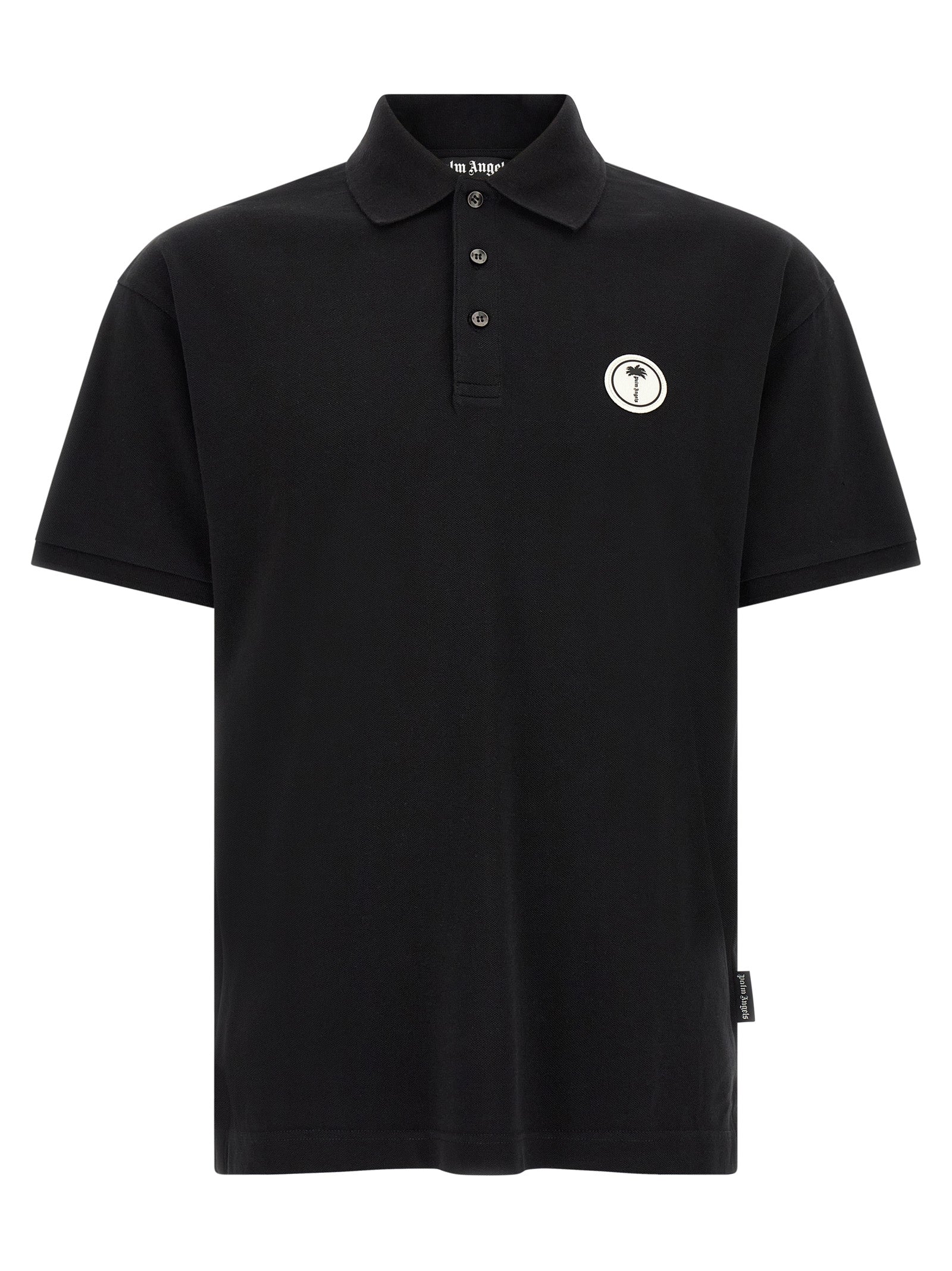 Palm Angels Logo-Embroidered Cotton Piquet Polo Shirt — Black by Palm Angels