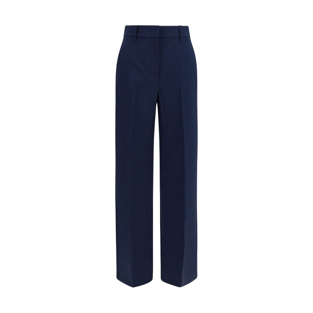 Max Mara Stretch Wool Palazzo Trousers — Navy by Max Mara