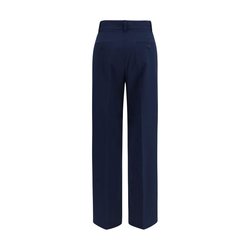 Max Mara Stretch Wool Palazzo Trousers — Navy, view 2