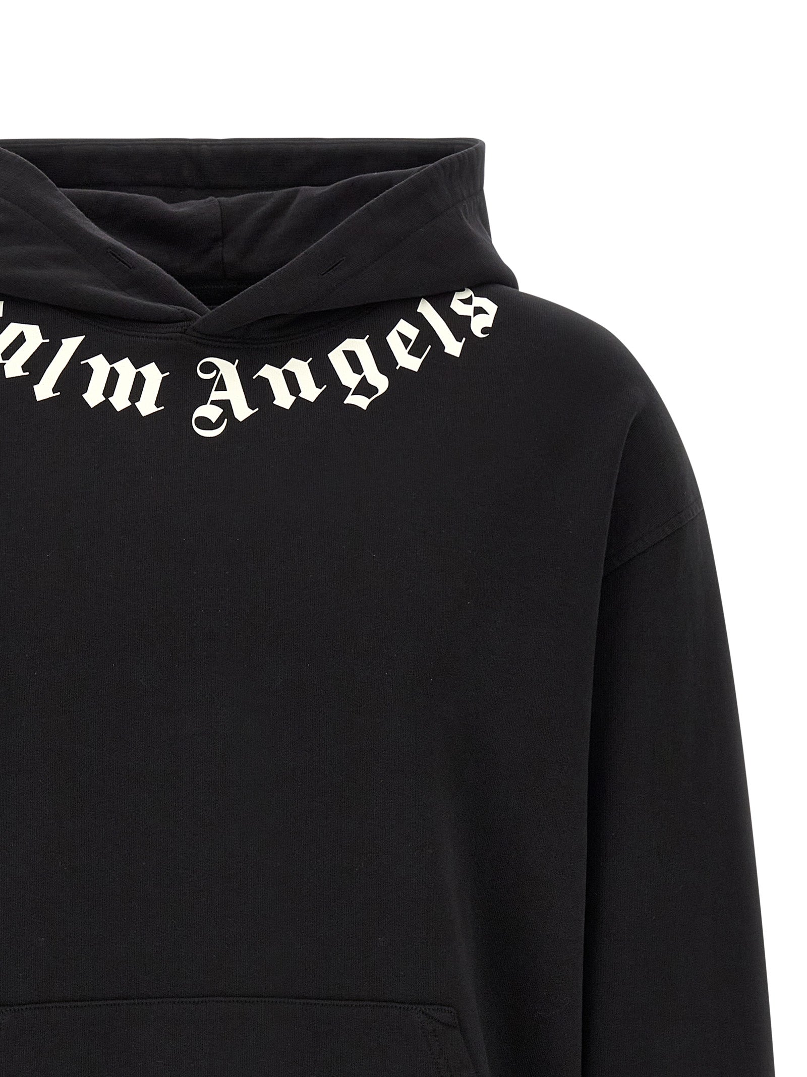 Palm Angels Logo-Embroidered Cotton Hoodie — Black, view 3