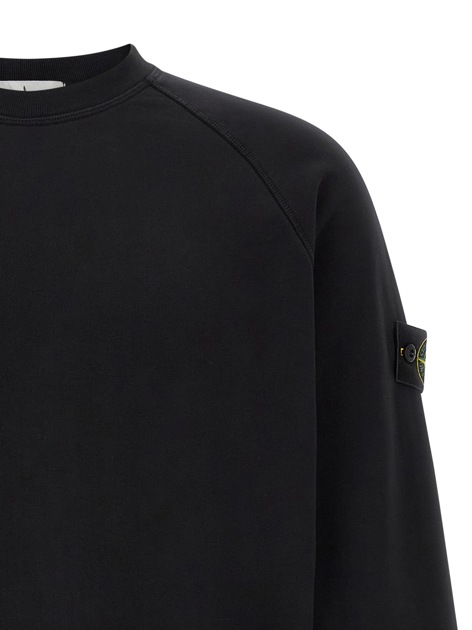 Stone Island Garment-Dyed Cotton Fleece Sweatshirt — Black, view 3