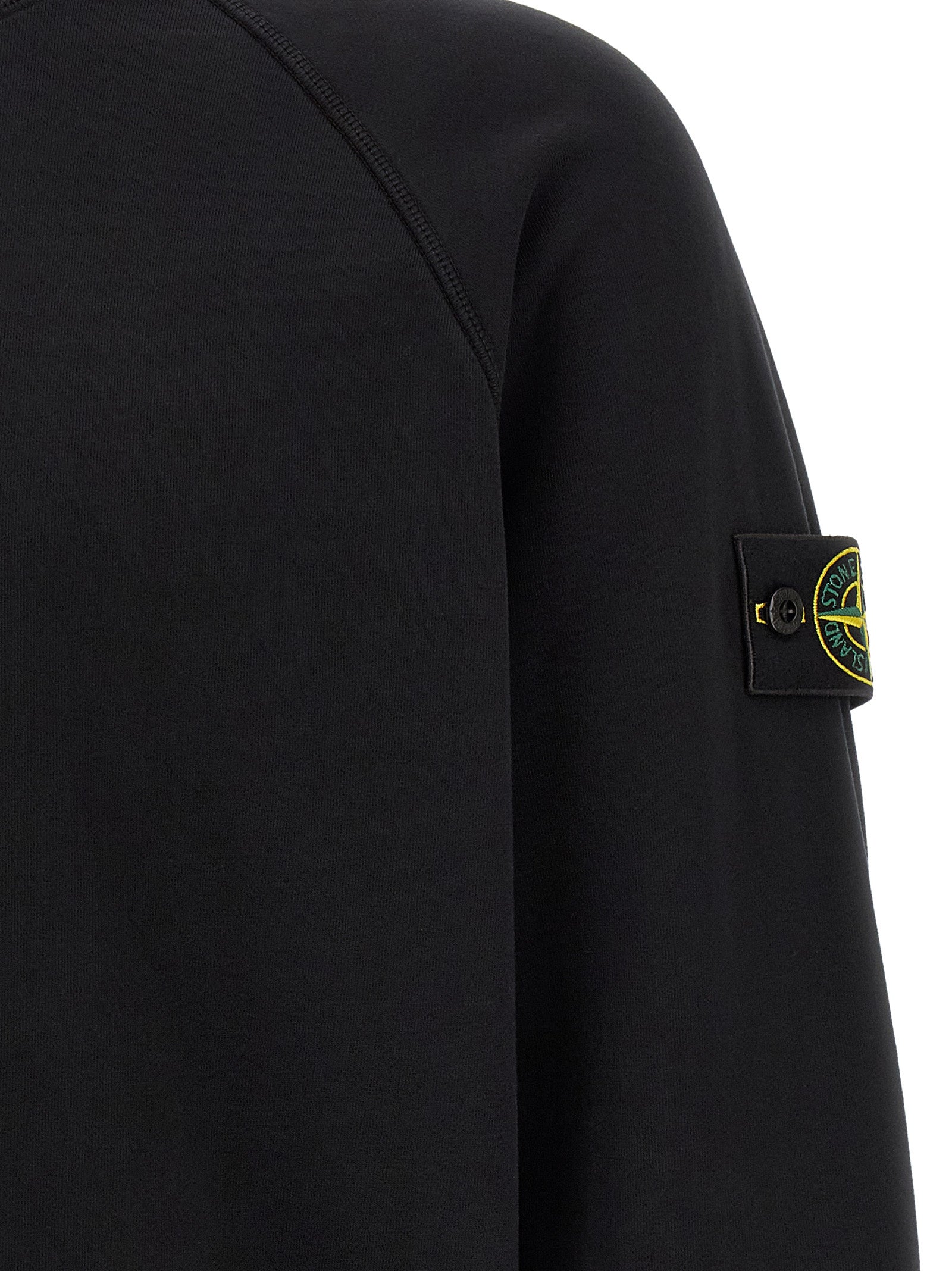 Stone Island Garment-Dyed Cotton Fleece Sweatshirt — Black, view 4