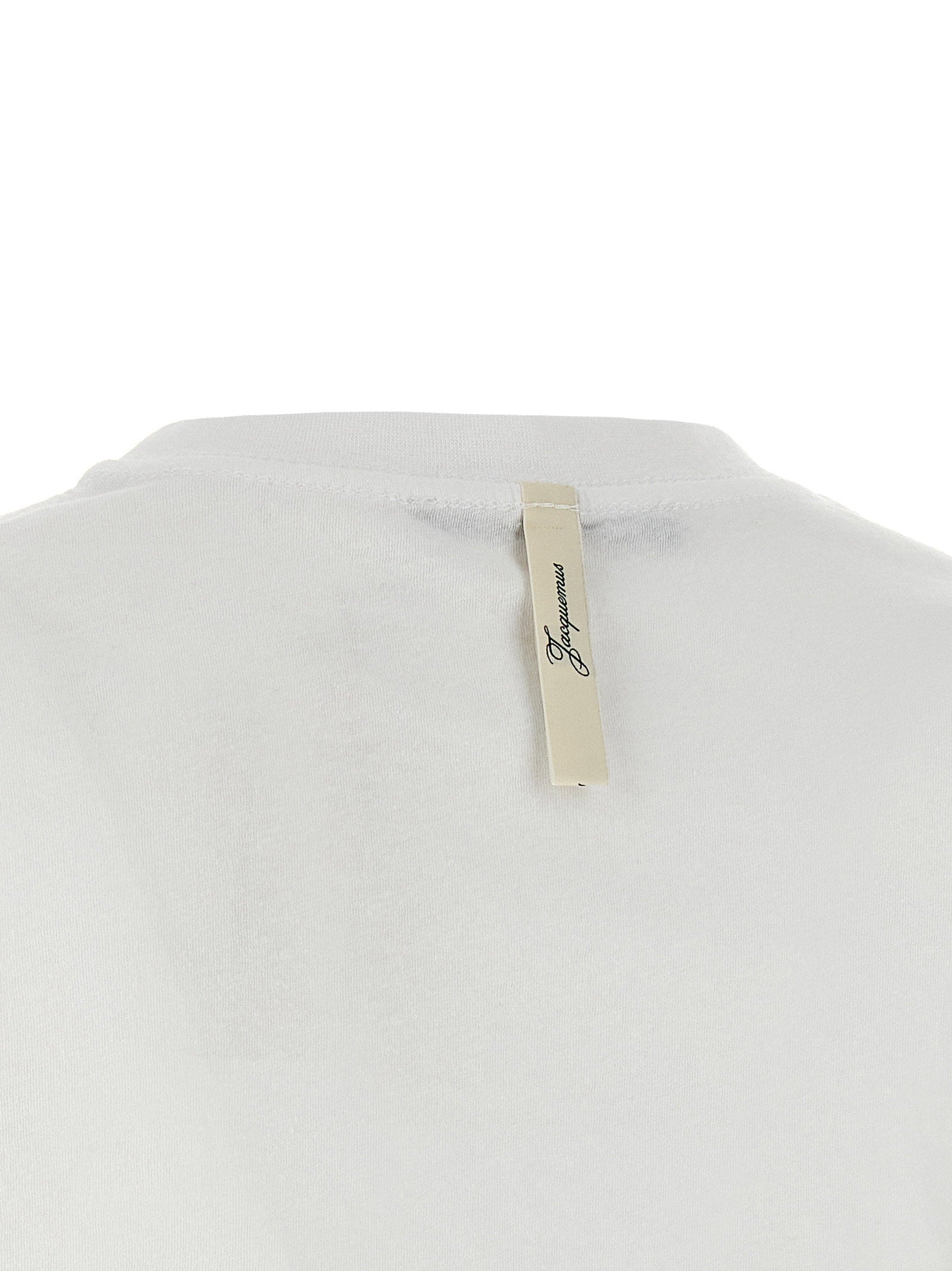 Jacquemus Logo-Print Cotton T-Shirt — White, view 4