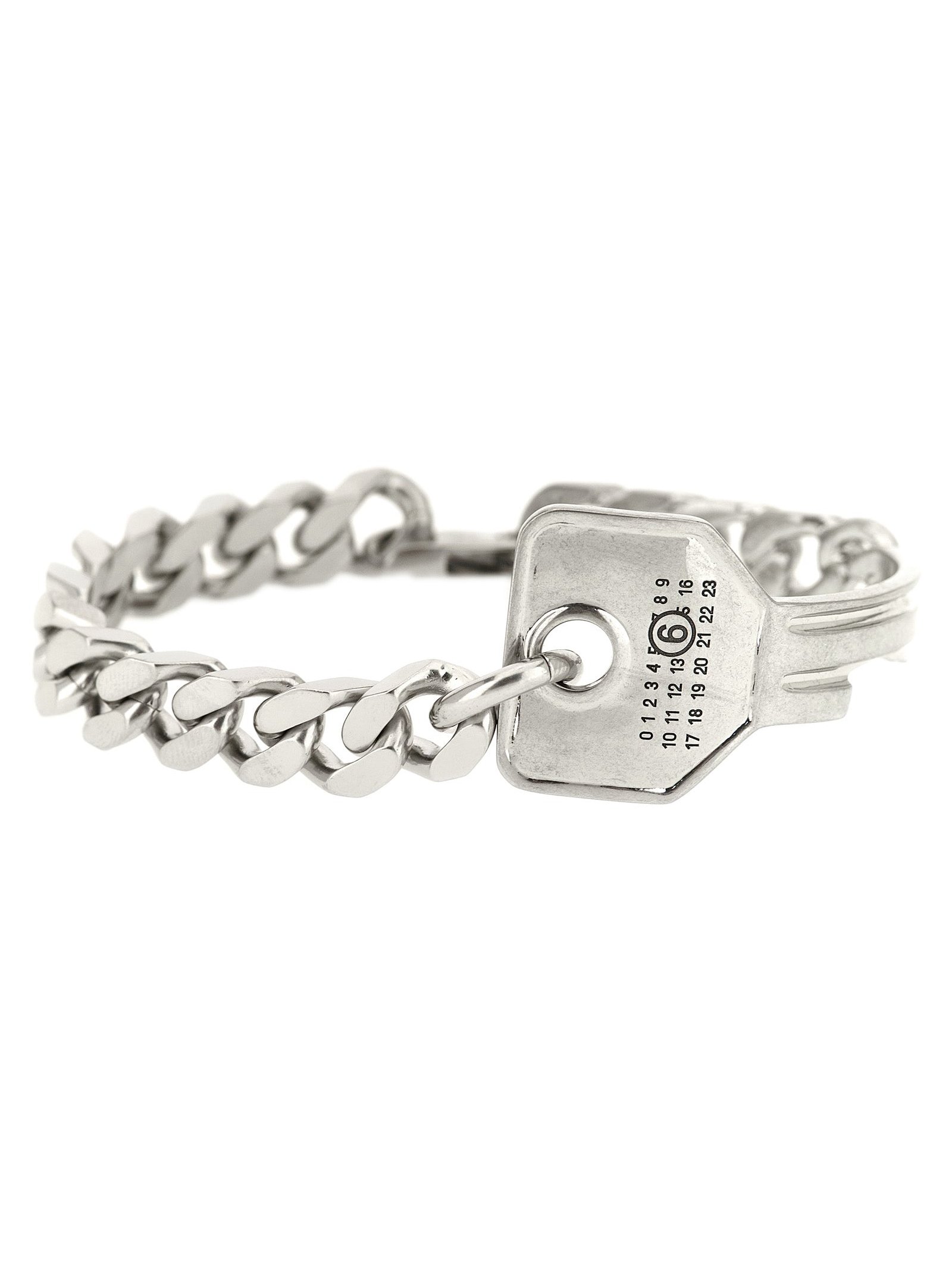 MM6 Maison Margiela Chunky Chain Key-Pendant Bracelet — Silver by MM6 Maison Margiela