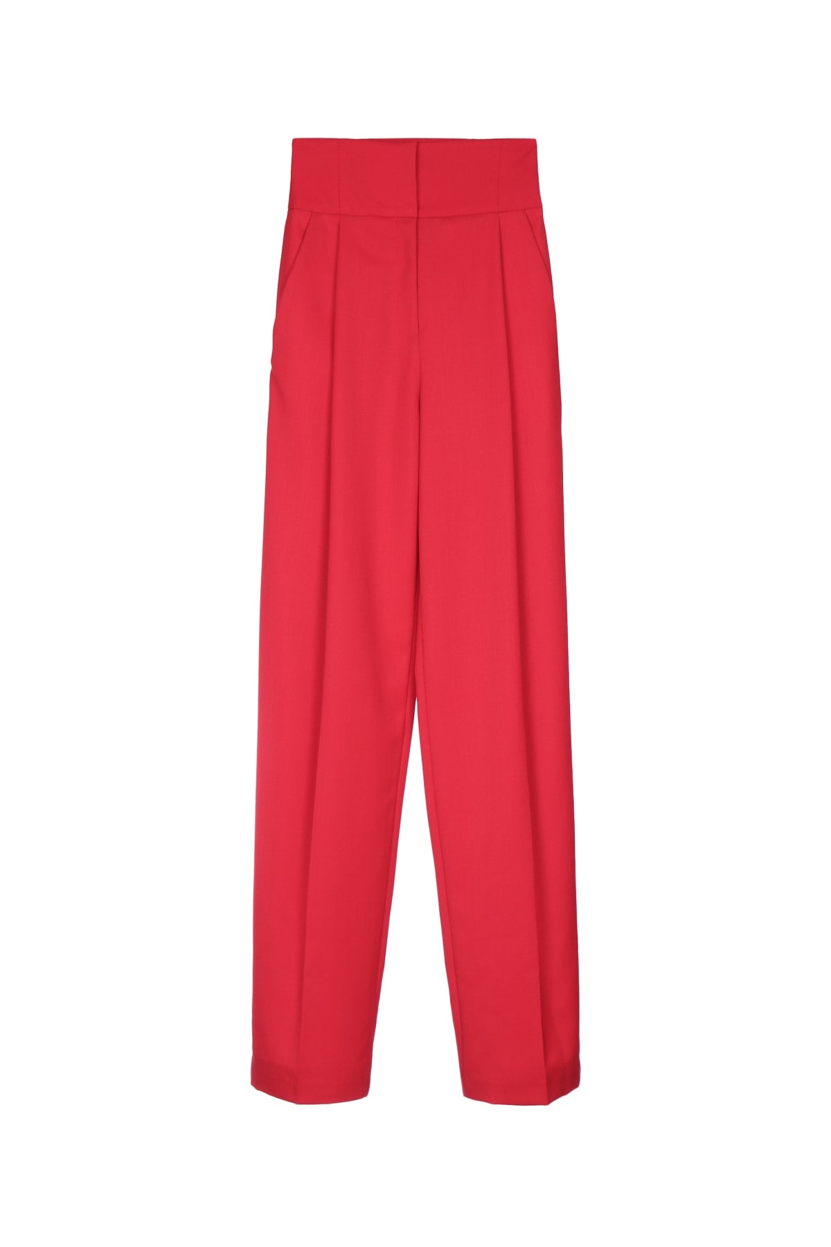 Elisabetta Franchi High-Waisted Pleated Trousers — Red by Elisabetta Franchi
