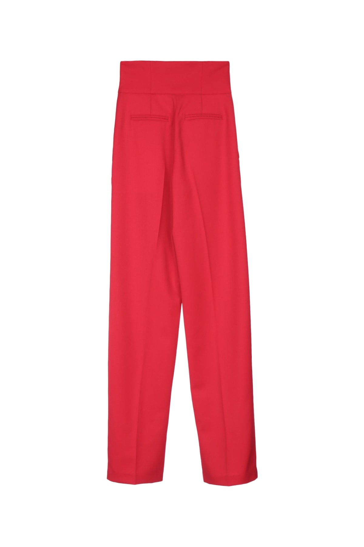 Elisabetta Franchi High-Waisted Pleated Trousers — Red, view 2