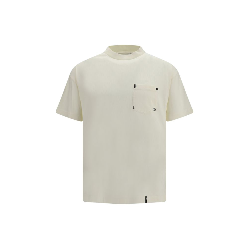 Palm Angels Ribbed Crew Neck Cotton T-Shirt — White by Palm Angels