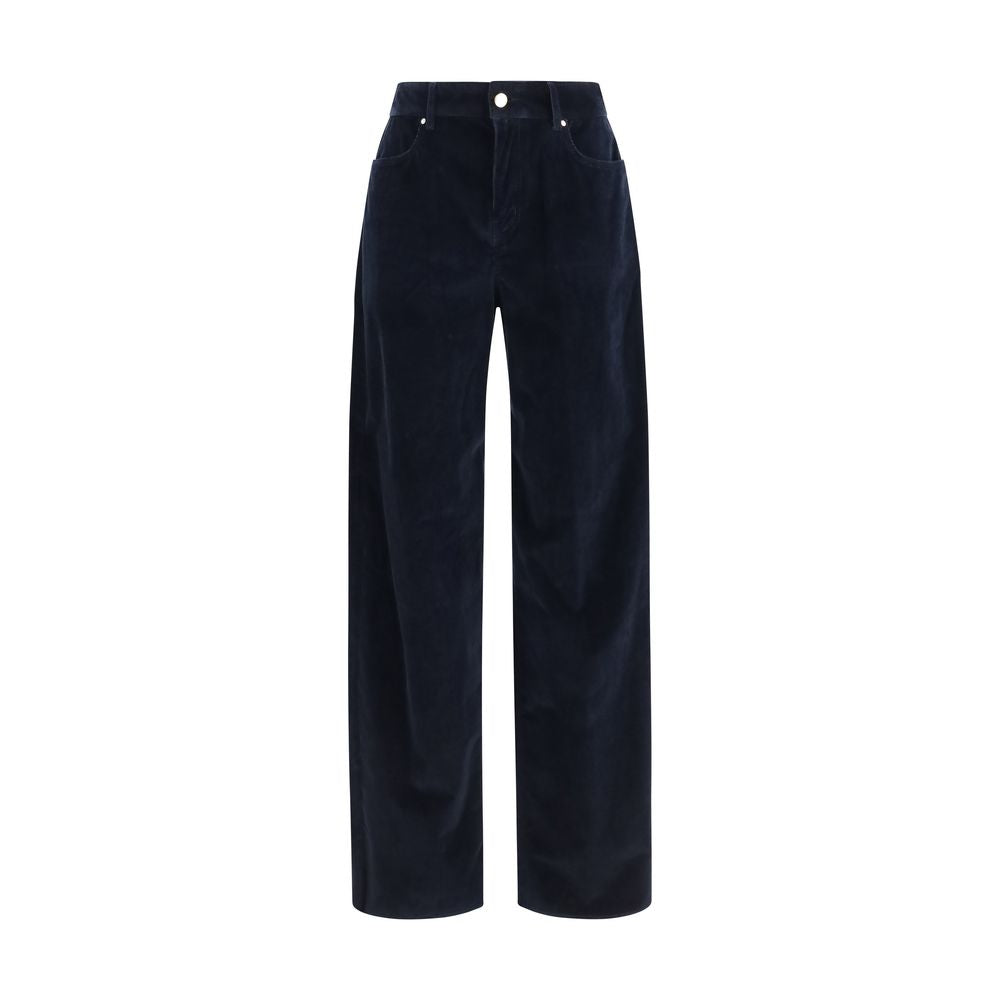 Max Mara Corduroy Velvet Palazzo Trousers — Navy by Max Mara