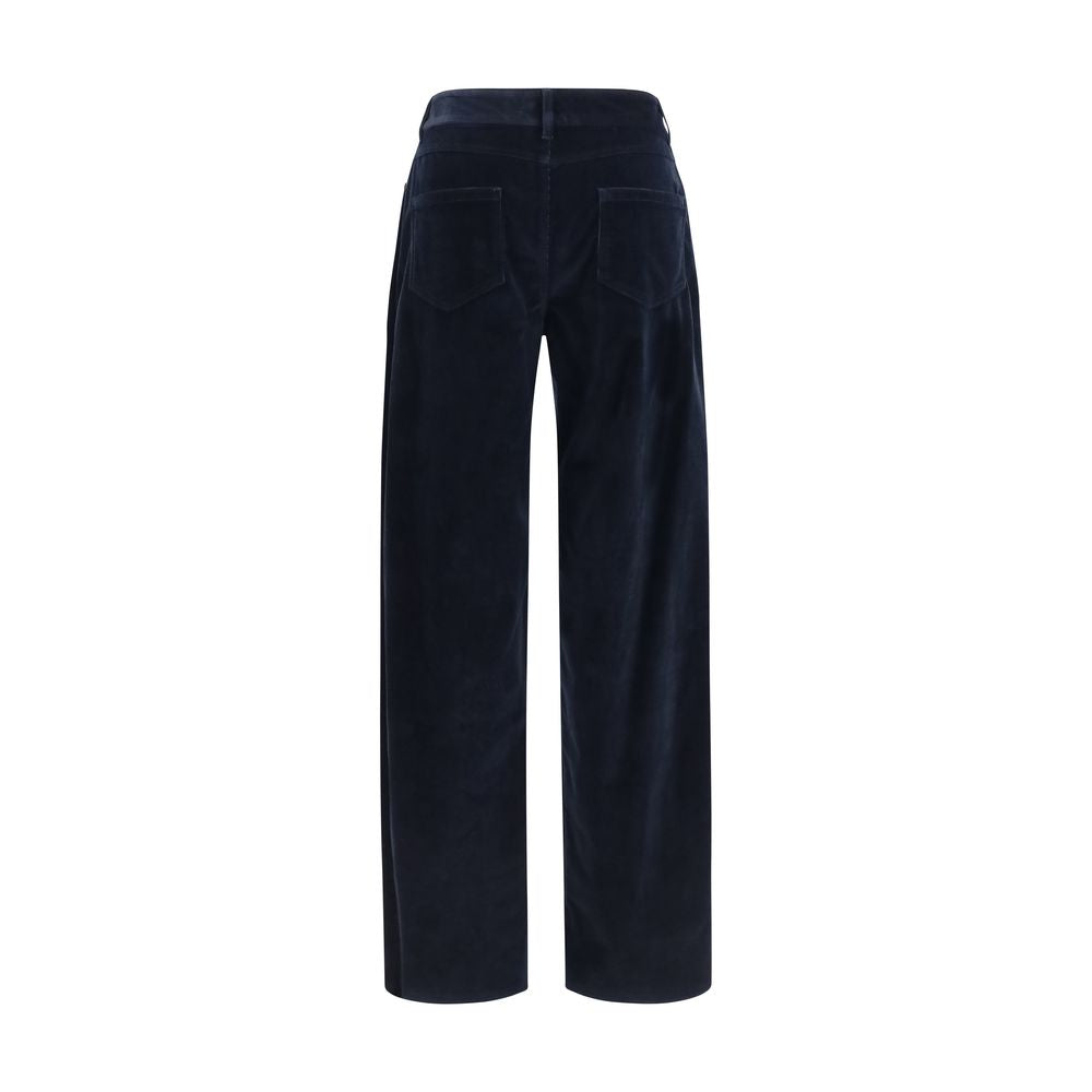 Max Mara Corduroy Velvet Palazzo Trousers — Navy, view 2