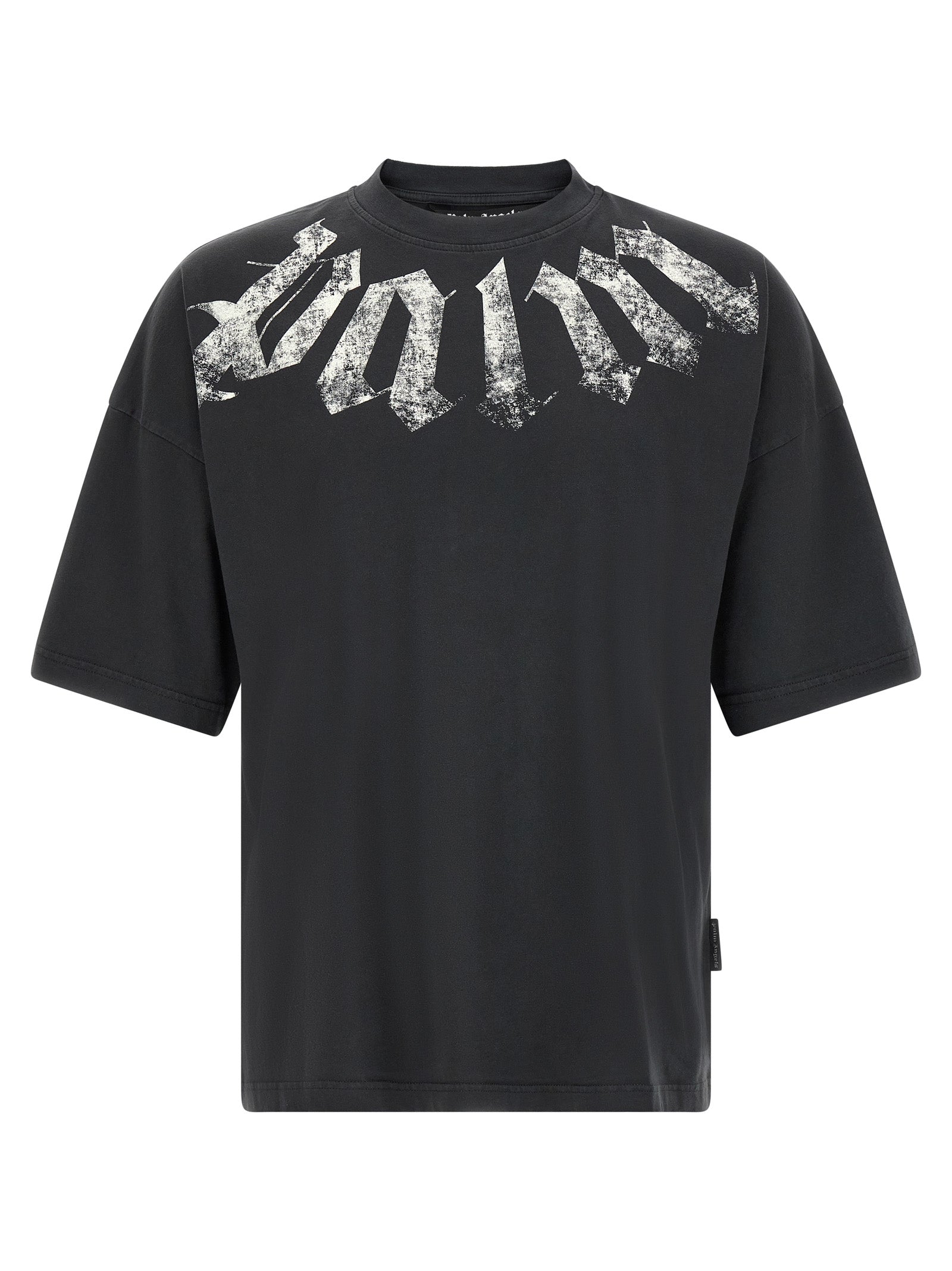 Palm Angels Craquelé Logo-Print Cotton T-Shirt — Black by Palm Angels