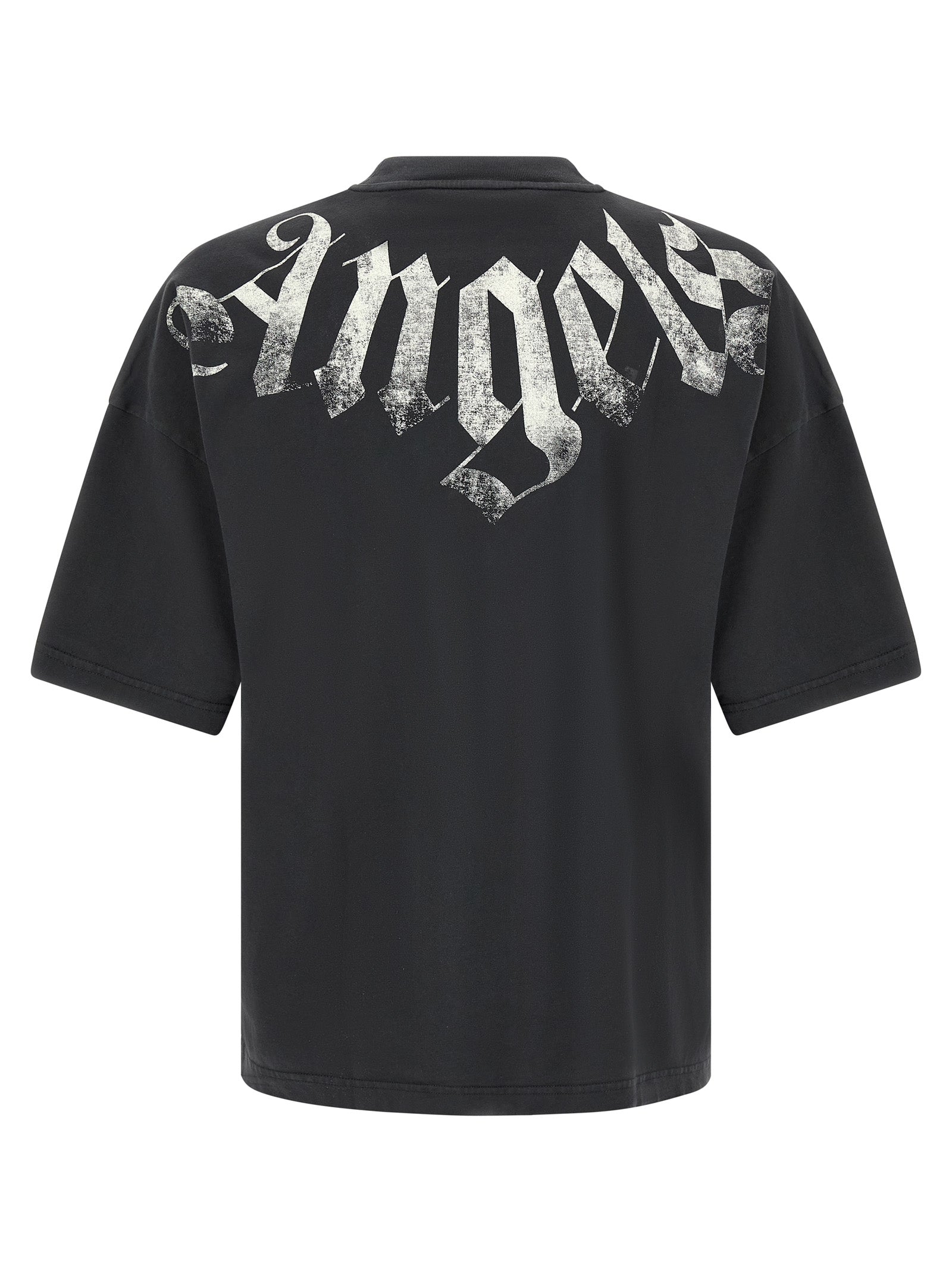 Palm Angels Craquelé Logo-Print Cotton T-Shirt — Black, view 2