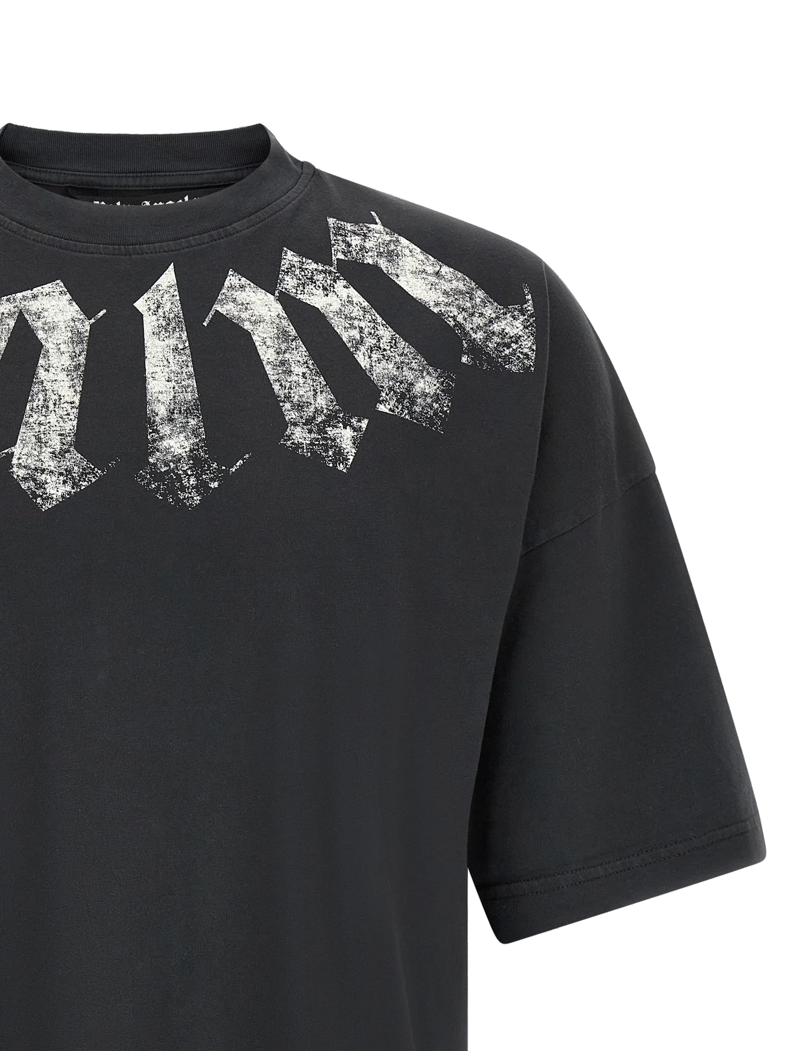 Palm Angels Craquelé Logo-Print Cotton T-Shirt — Black, view 3