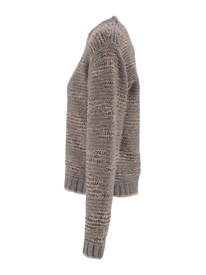 Fabiana Filippi Chunky-Knit Wool Blend Sweater — Grey, view 3