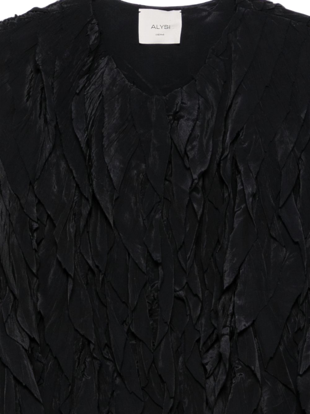 Alysi Ruffled Texture Jacket — Black, view 2