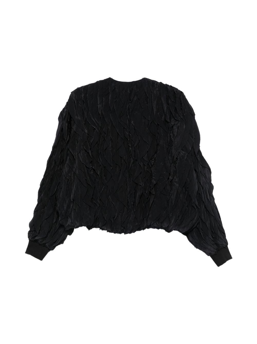 Alysi Ruffled Texture Jacket — Black, view 3