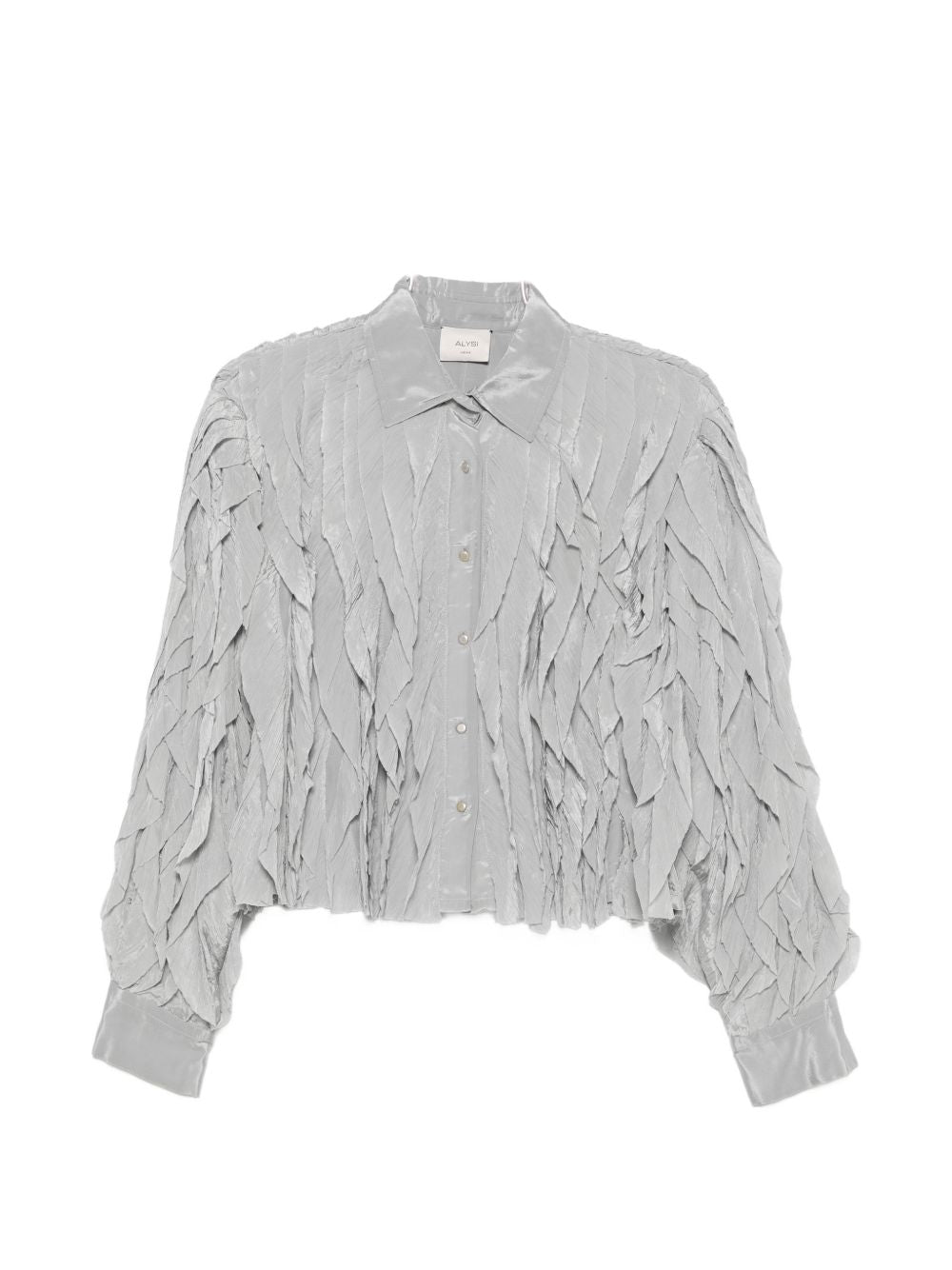 Alysi Ruffled Crinkle-Texture Blouse — Grey by Alysi