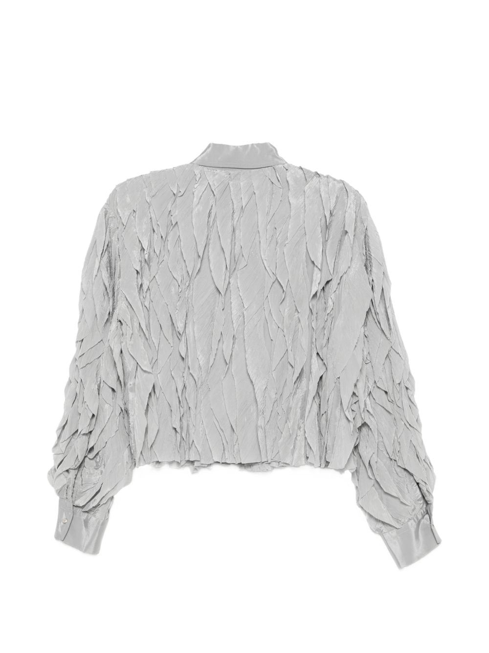 Alysi Ruffled Crinkle-Texture Blouse — Grey, view 2