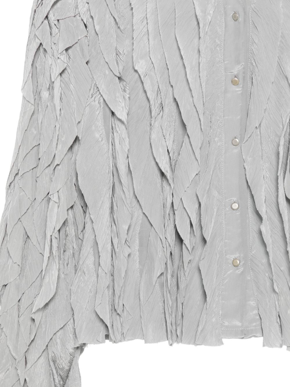 Alysi Ruffled Crinkle-Texture Blouse — Grey, view 3