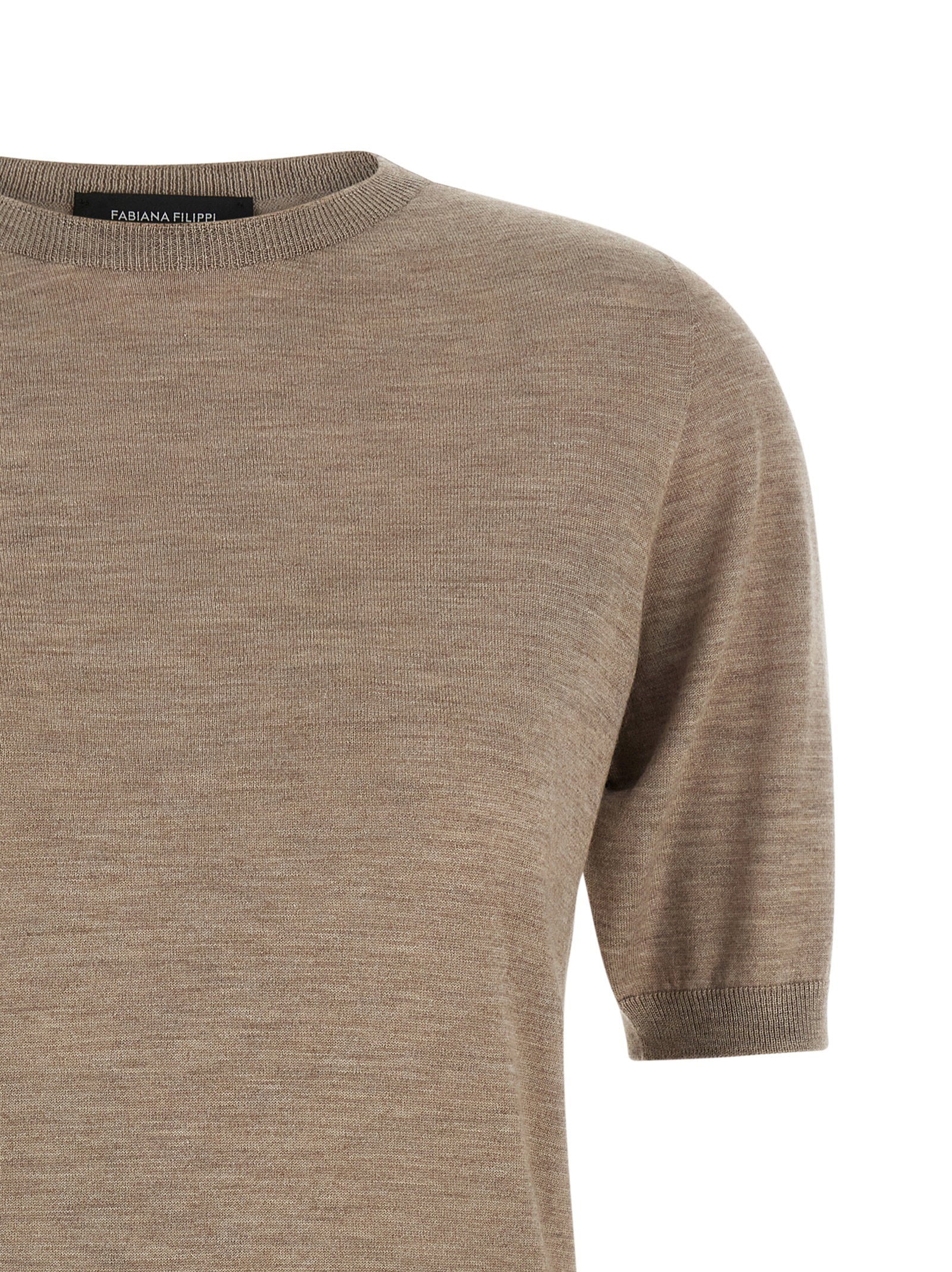 Fabiana Filippi Cashmere and Silk Sweater — taupe, view 3