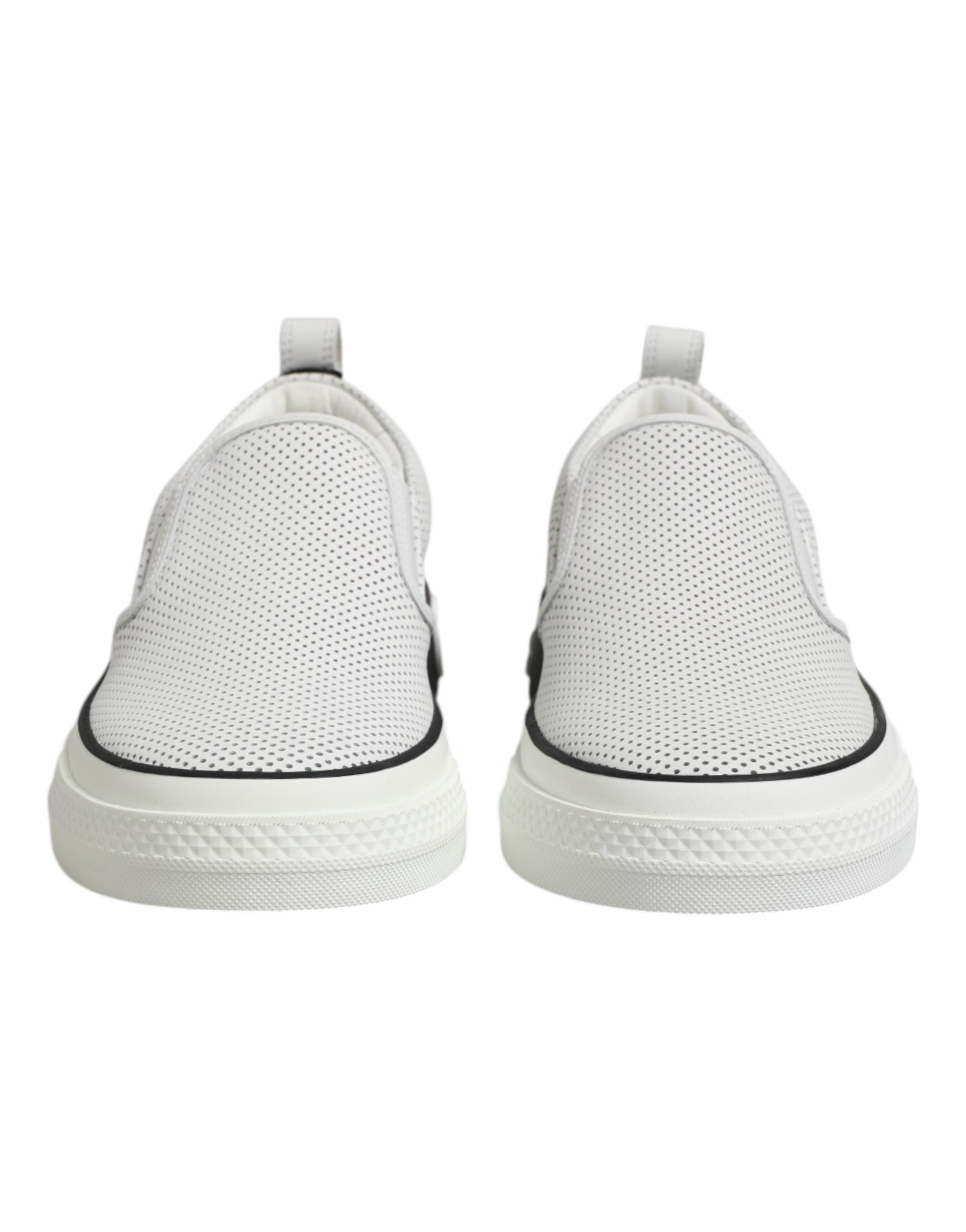 Dolce & Gabbana Perforated Leather Sneakers — White, view 2