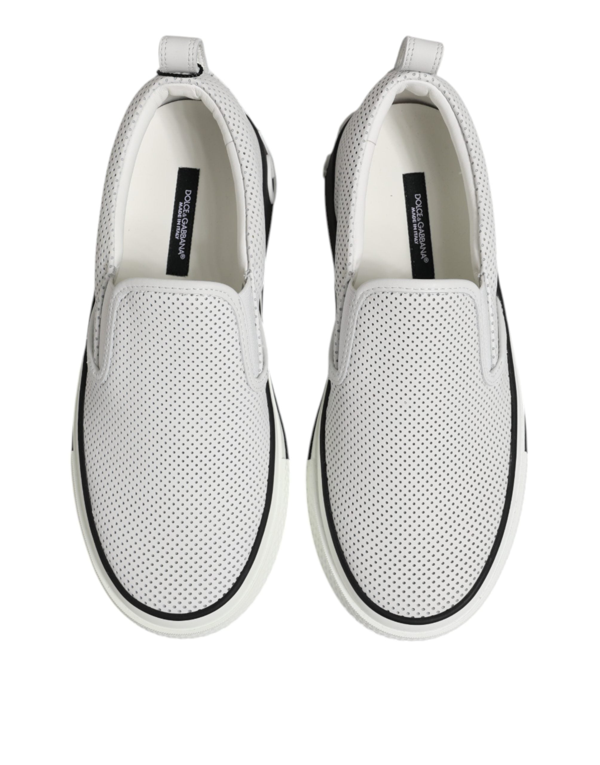 Dolce & Gabbana Perforated Leather Sneakers — White, view 3