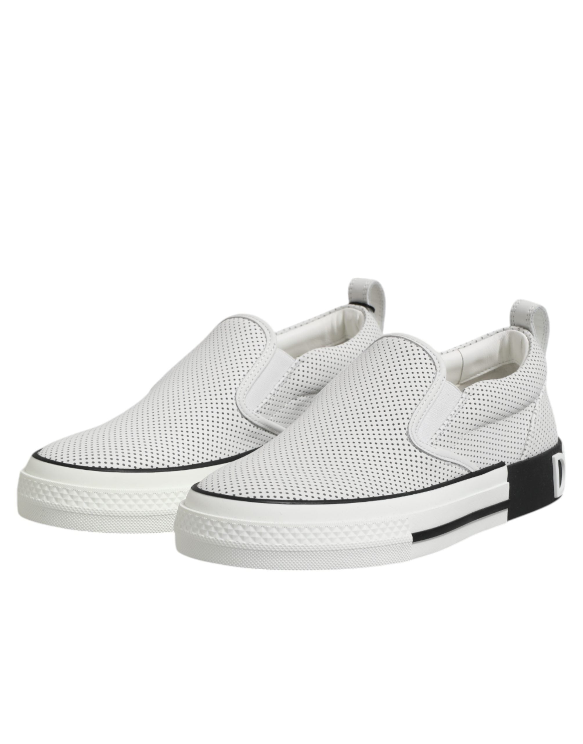 Dolce & Gabbana Perforated Leather Sneakers — White, view 4