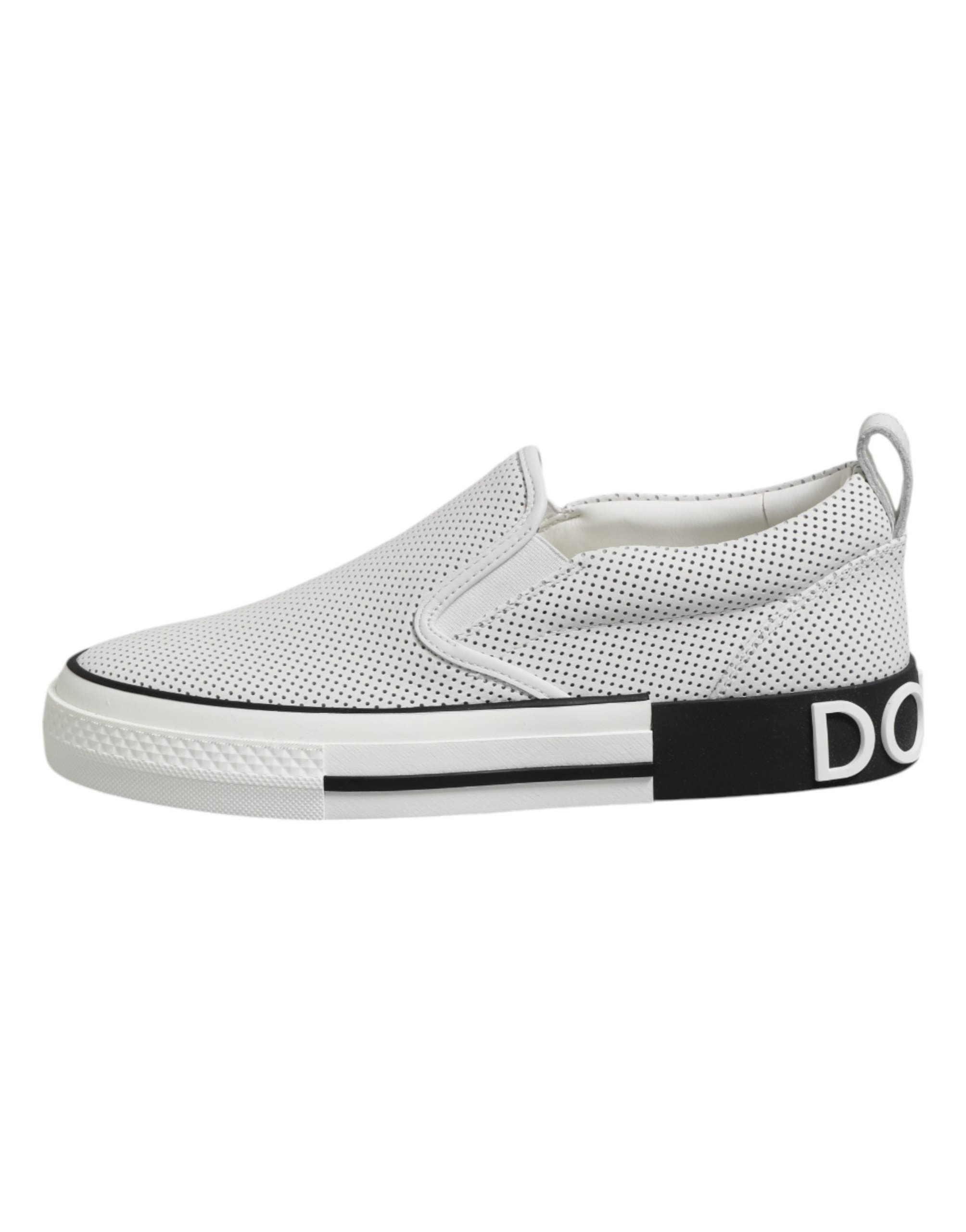 Dolce & Gabbana Perforated Leather Sneakers — White, view 6