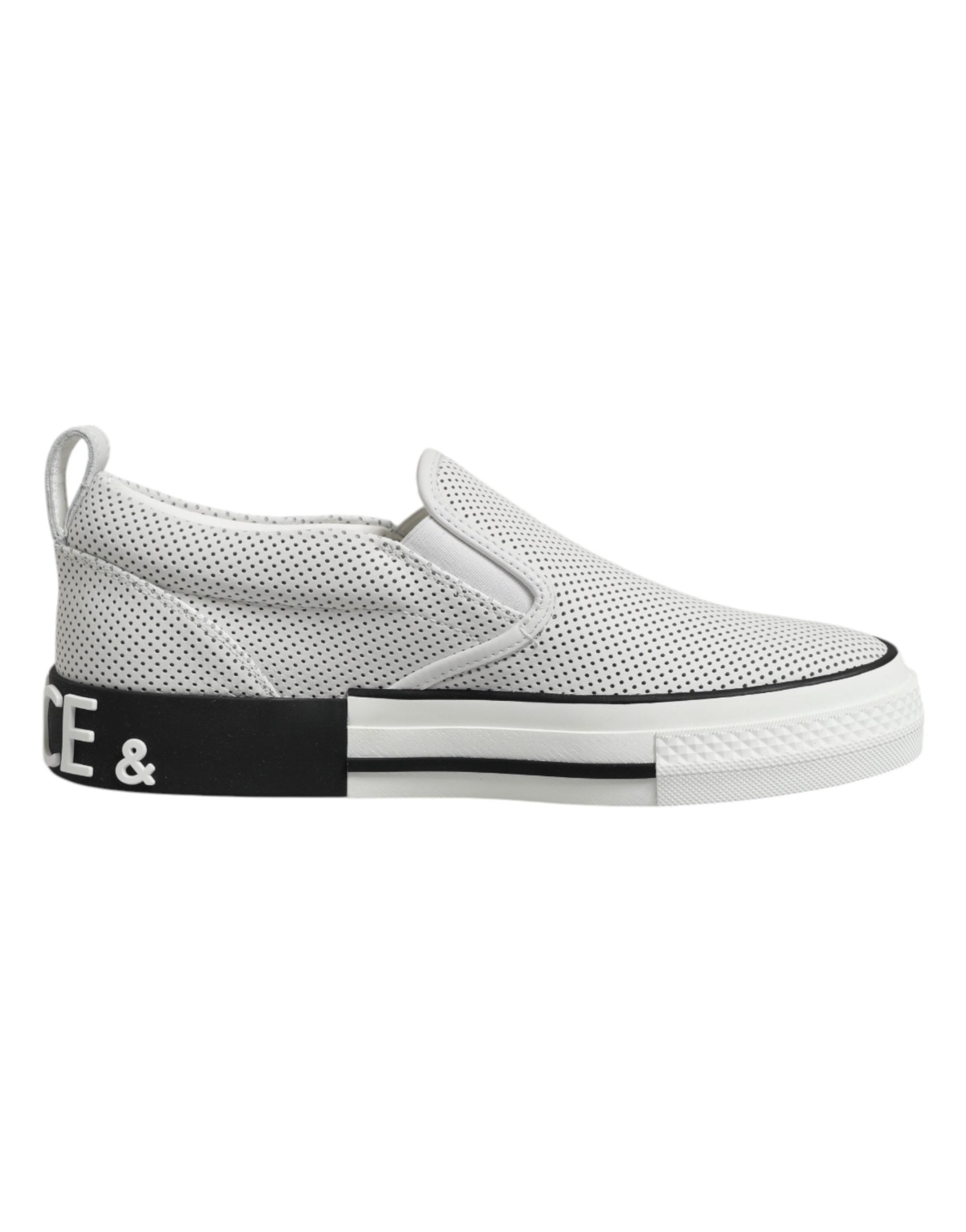 Dolce & Gabbana Perforated Leather Sneakers — White, view 8