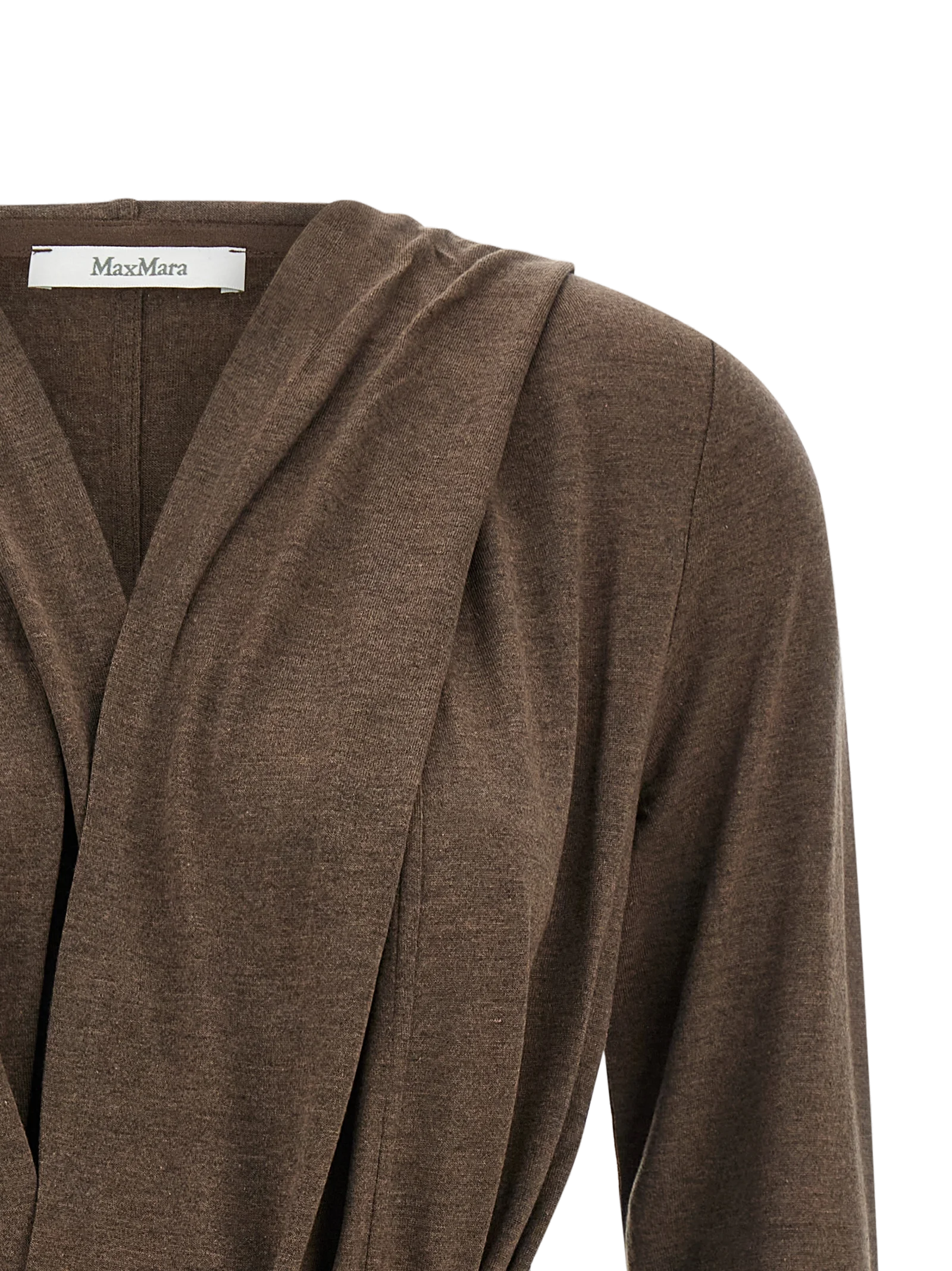 Max Mara Lyocell-Silk Blend Cardigan — Brown, view 3