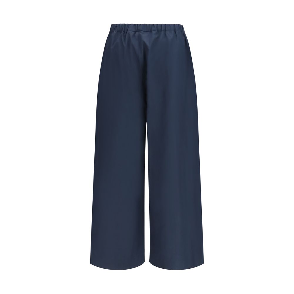 'S Max Mara Cotton Poplin Trousers — Navy, view 2