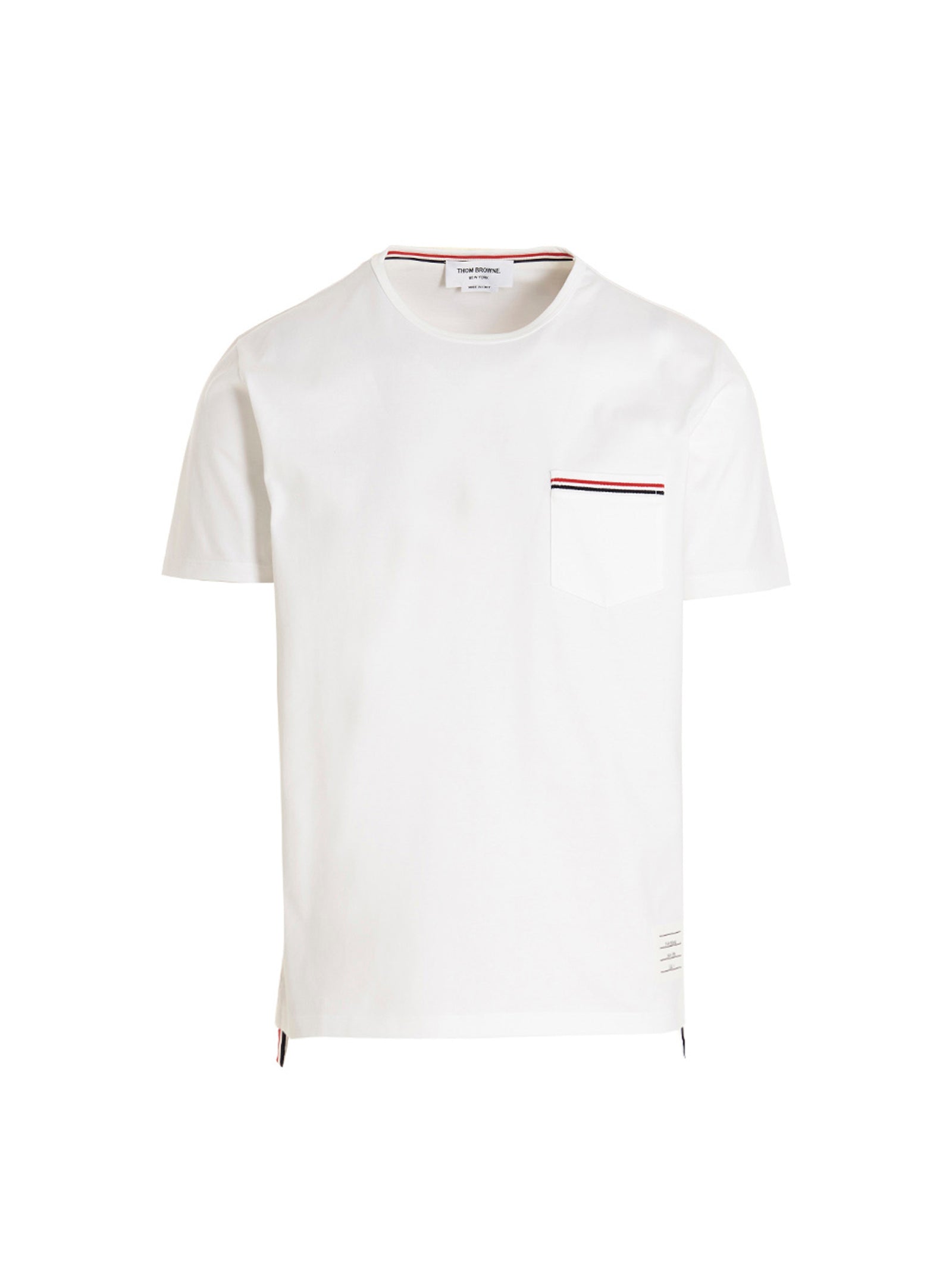 Thom Browne Striped Pocket Cotton T-Shirt — White by Thom Browne