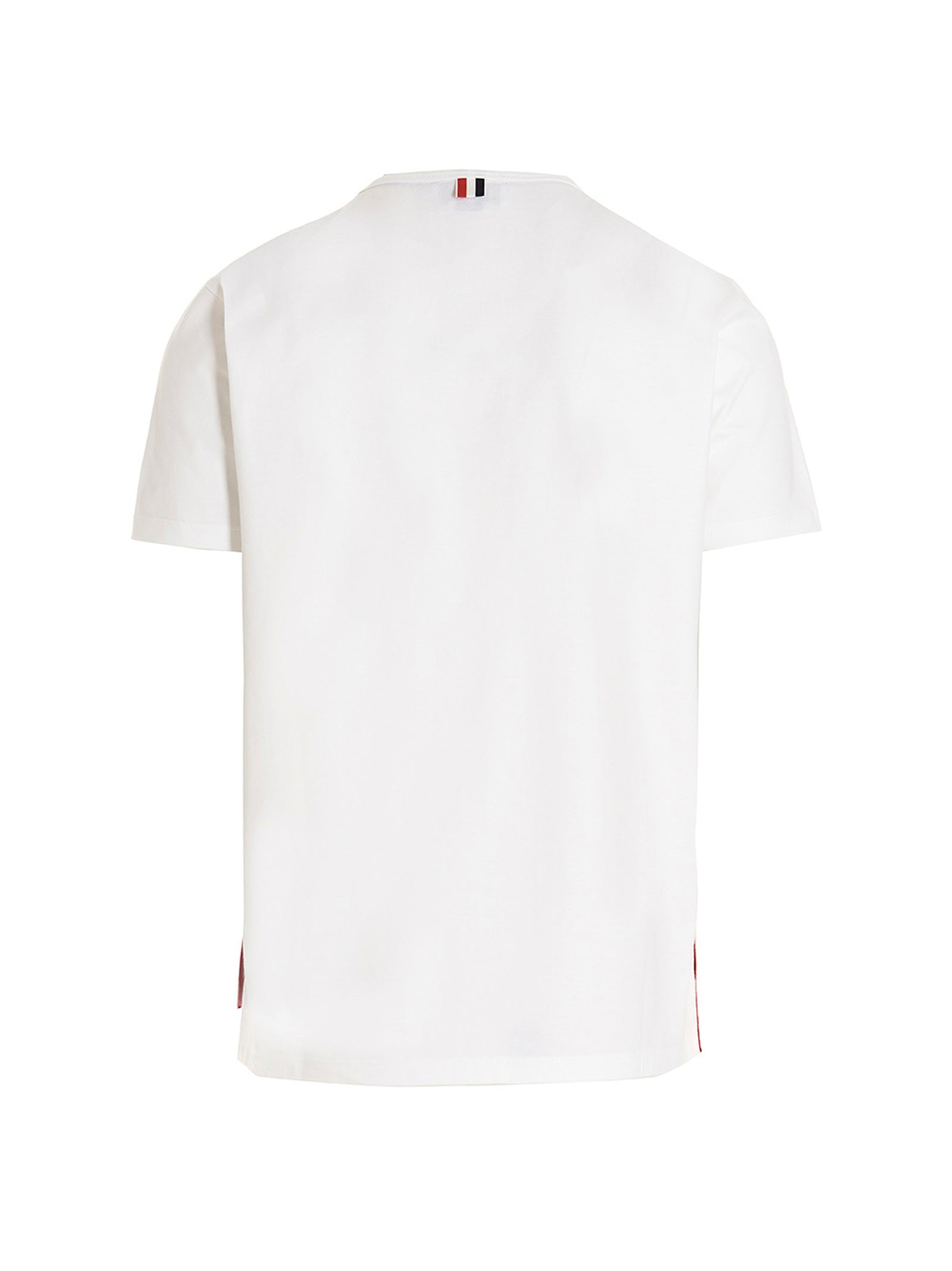 Thom Browne Striped Pocket Cotton T-Shirt — White, view 2